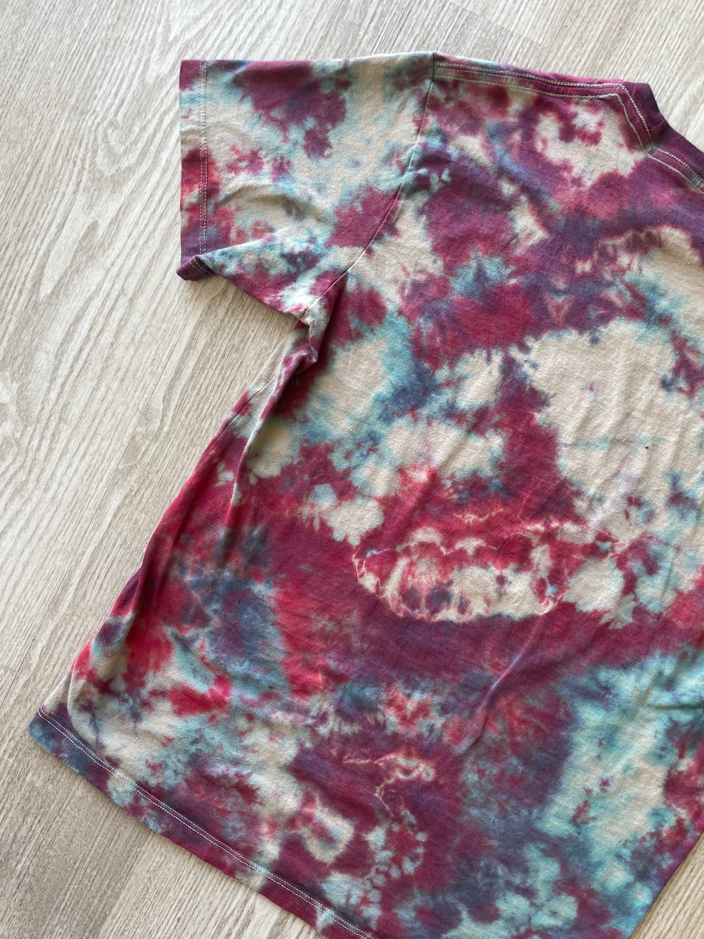 MEDIUM Men’s DJ Popeye Handmade Tie Dye T-Shirt | One-Of-a-Kind Red and Blue Short Sleeve
