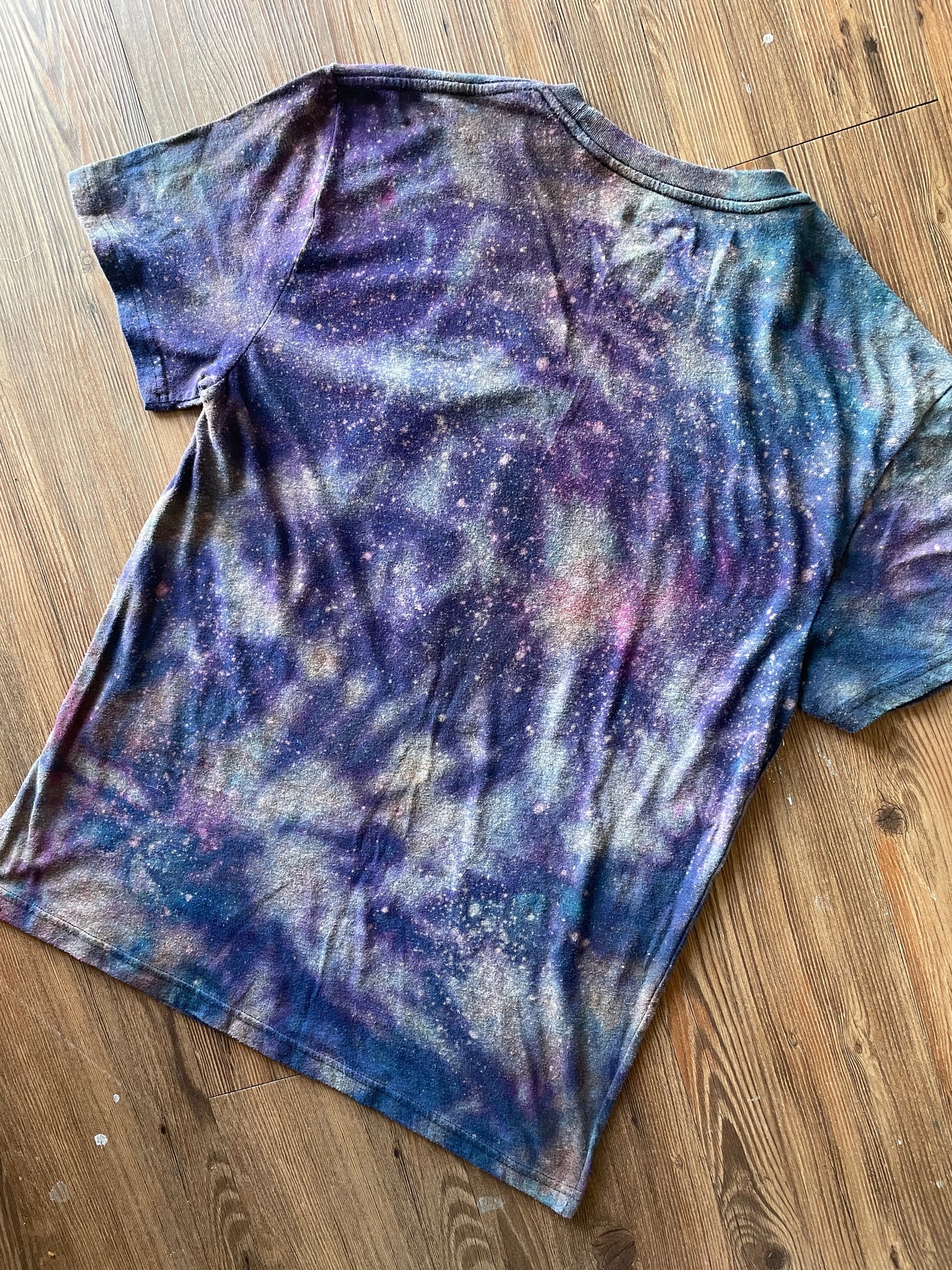 XL Men’s Rolling Stones 1975 Tour T-Shirt | Black and Purple Handmade Galaxy Tie Dye Short Sleeve