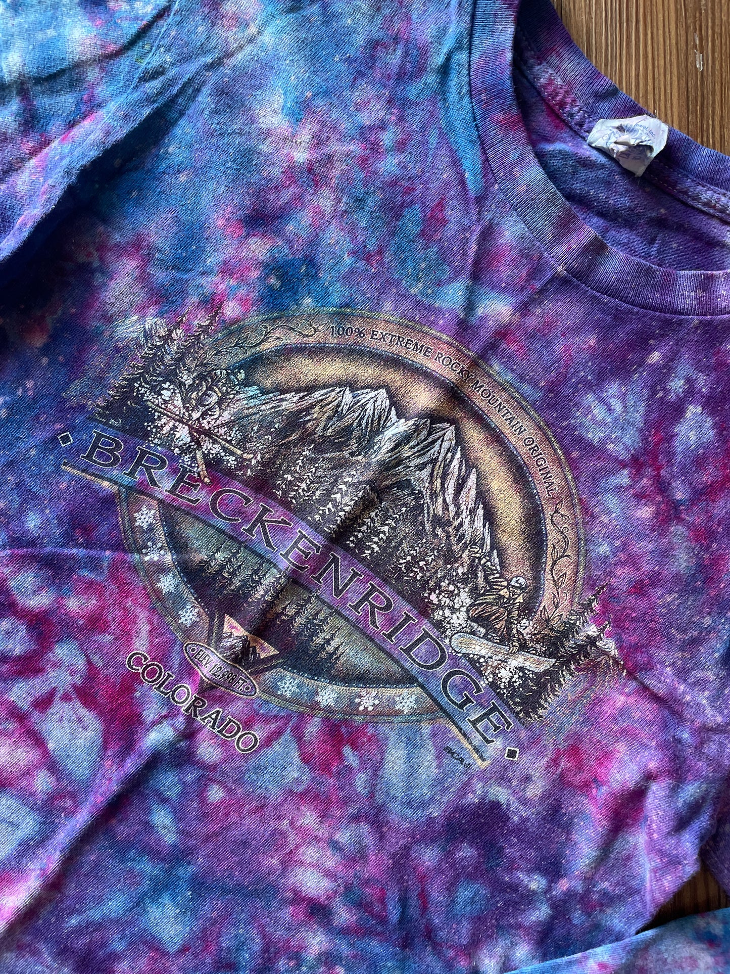 SMALL Men’s Breckenridge Colorado T-Shirt | Ski Mountain Landscape Handmade Galaxy Tie Dye  Long Sleeve