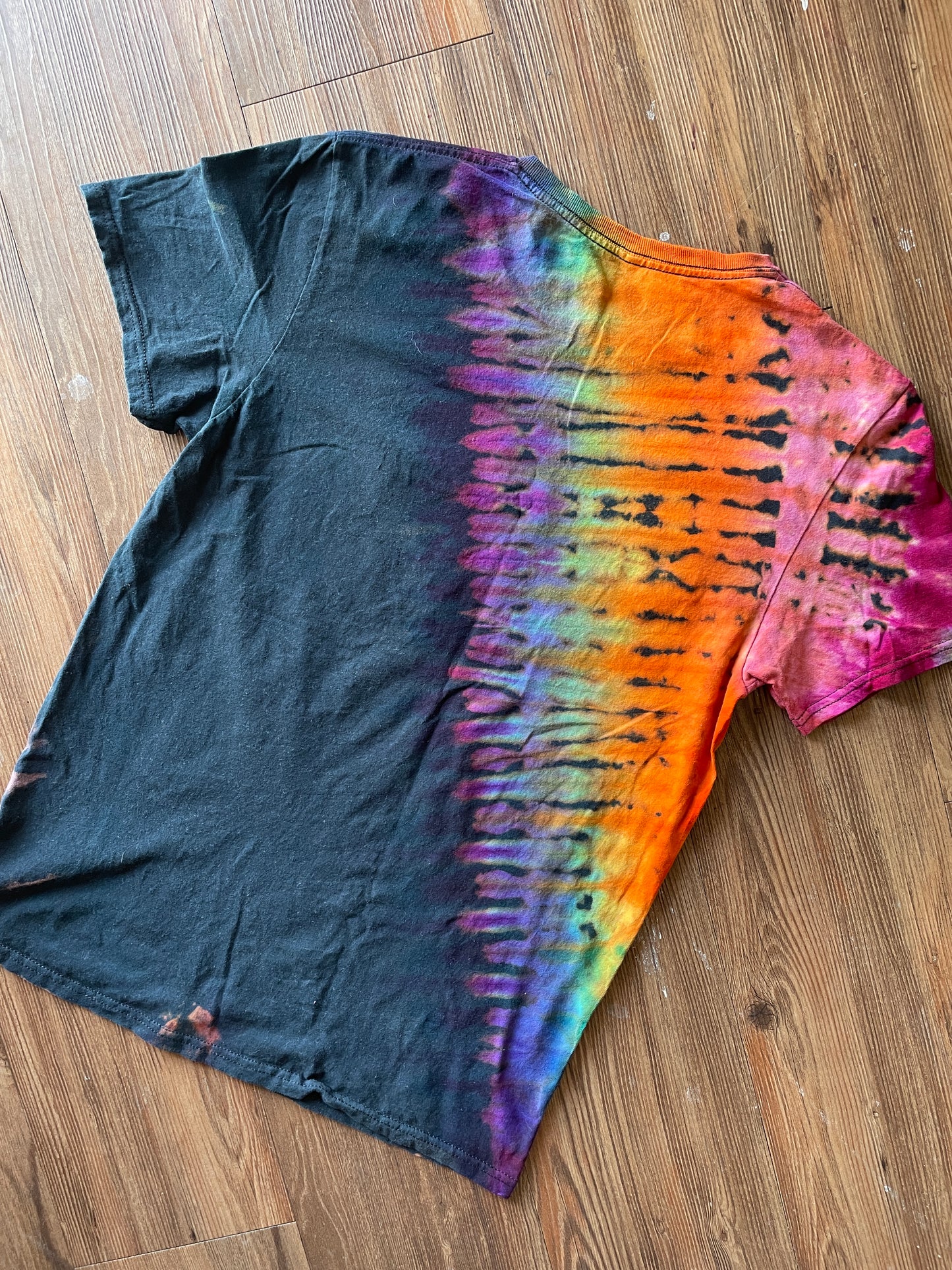 MEDIUM Men’s AC/DC Rainbow Tie Dye T-Shirt | 70s Rock Band Handmade Reverse Tie Dye Short Sleeve