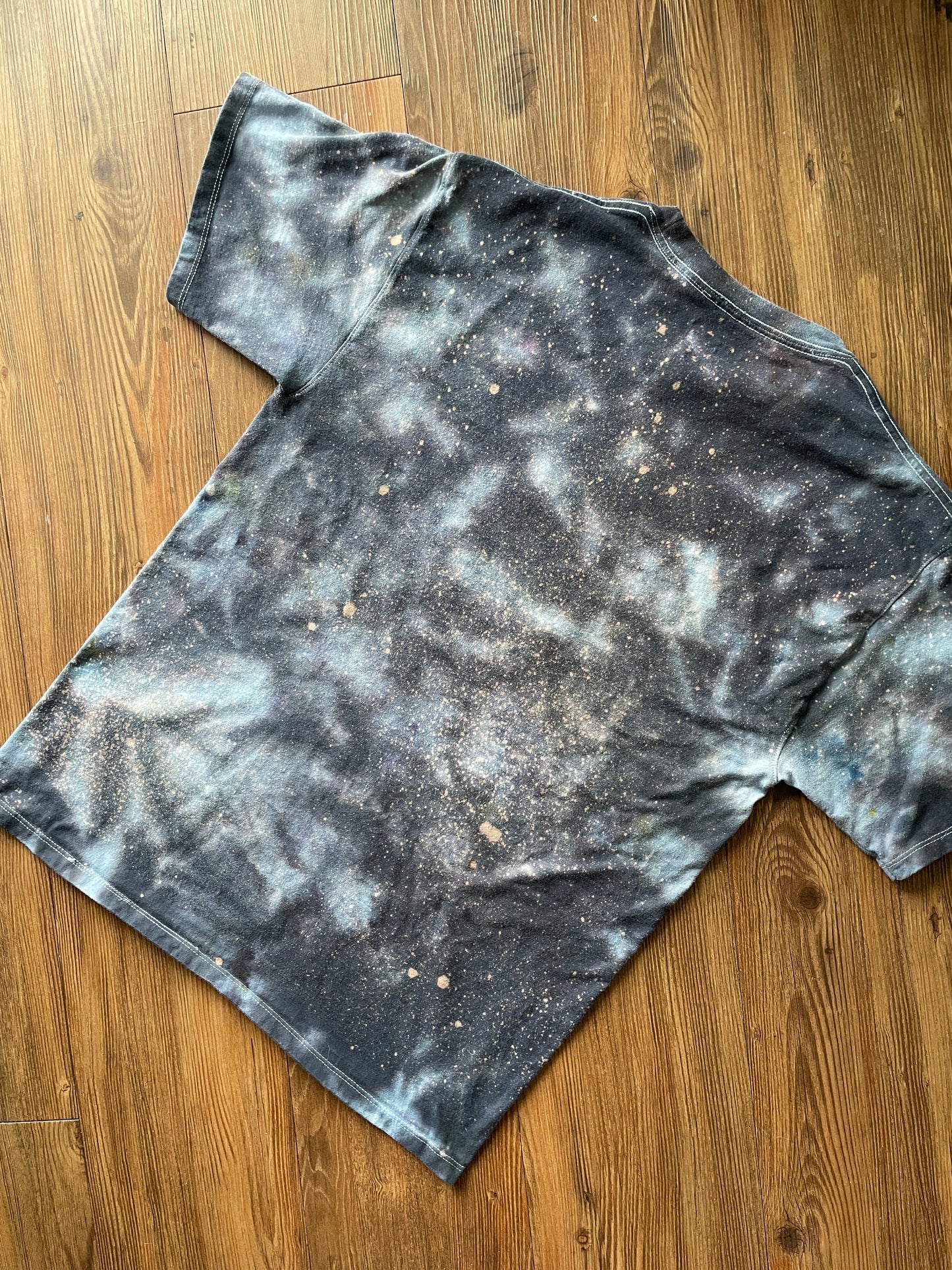 Medium Men’s Champion Handmade Tie Dye T-Shirt | Blue, Black and Gray Marble Ice Dye Tie Dye Short Sleeve