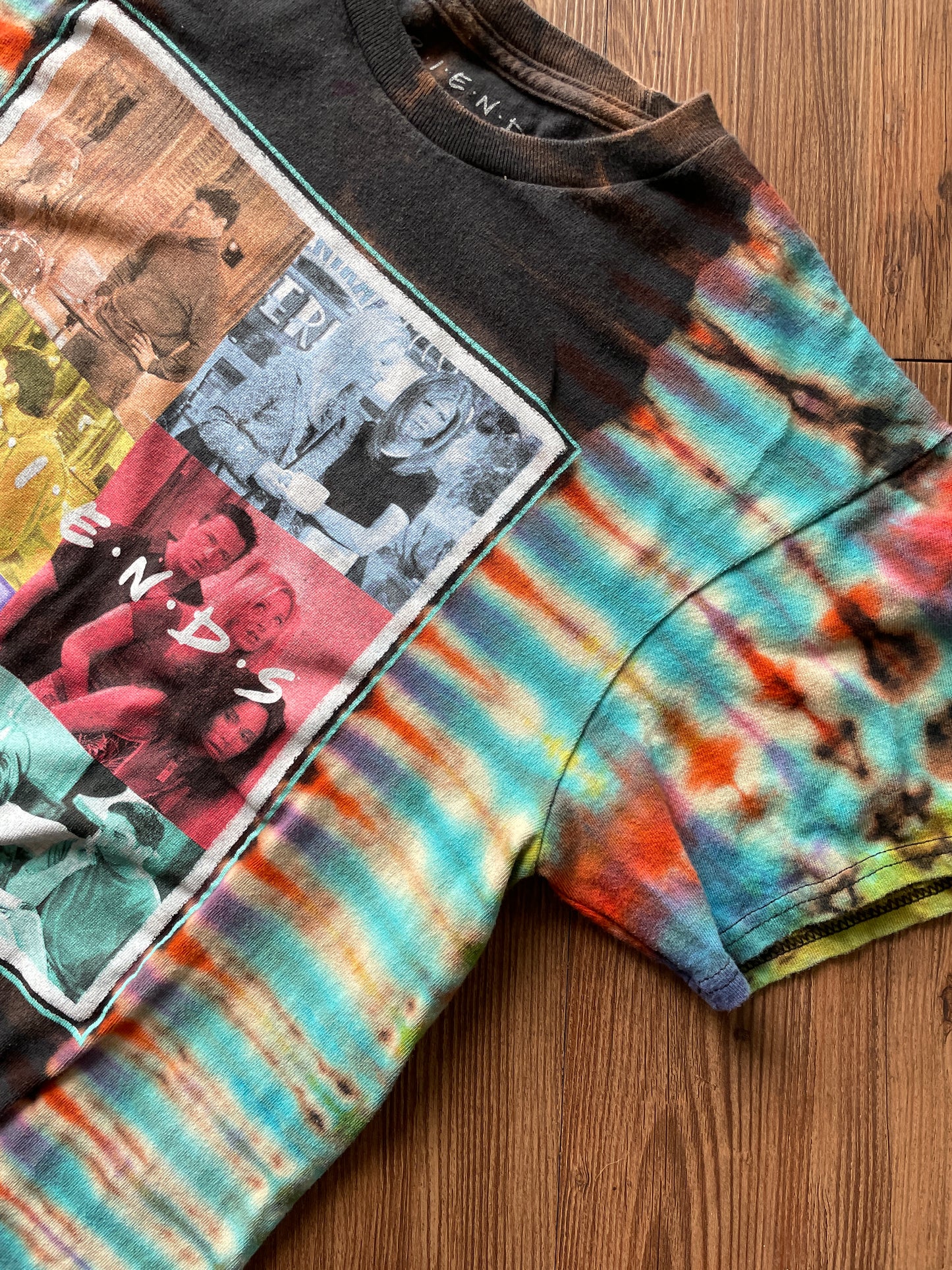 Medium Men’s Friends Handmade Tie Dye T-Shirt | Multicolor Pleated Reverse Tie Dye Short Sleeve