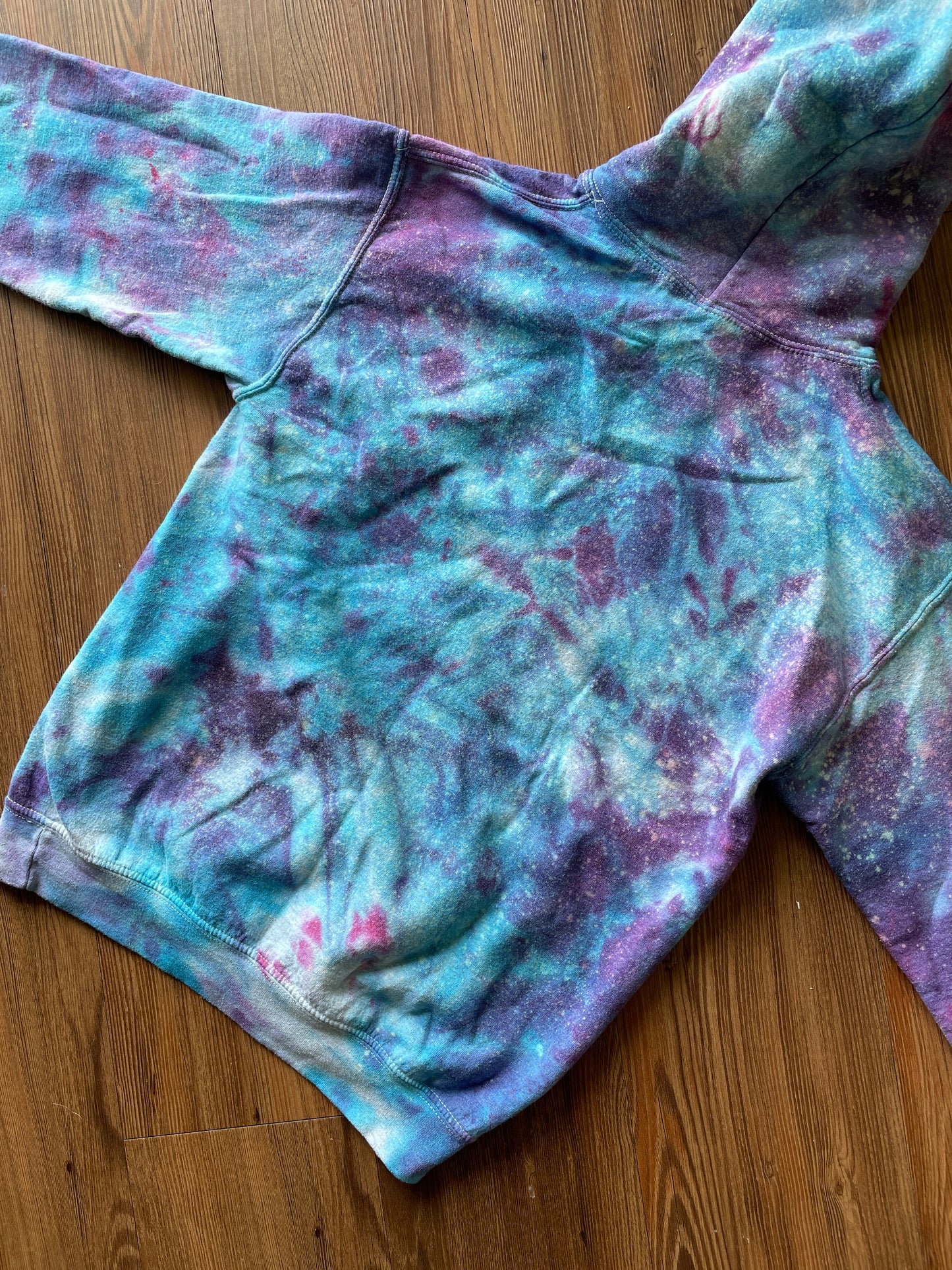 SMALL Men’s Stay Home Galaxy Tie Dye Sweatshirt | Pastel Purple and Blue Ice Dye Hoodie