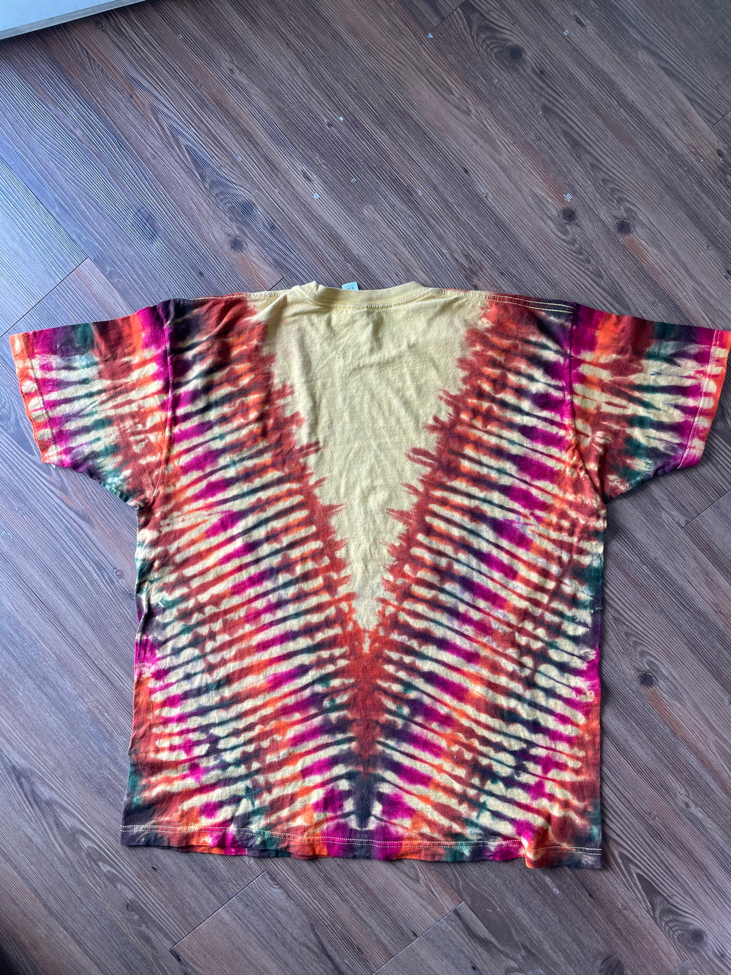 2XL Men’s Yellowstone Ranch Tie Dye T-Shirt | Yellow and Orange Dutton Ranch Montana Reverse Tie Dye Short Sleeve