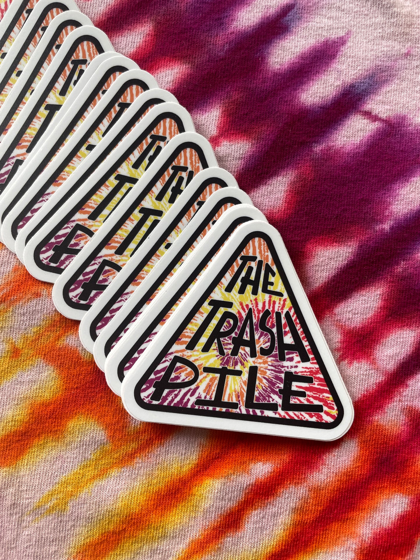 The Trash Pile Logo Sticker—OG Design—Multicolor Red, Orange, and Yellow