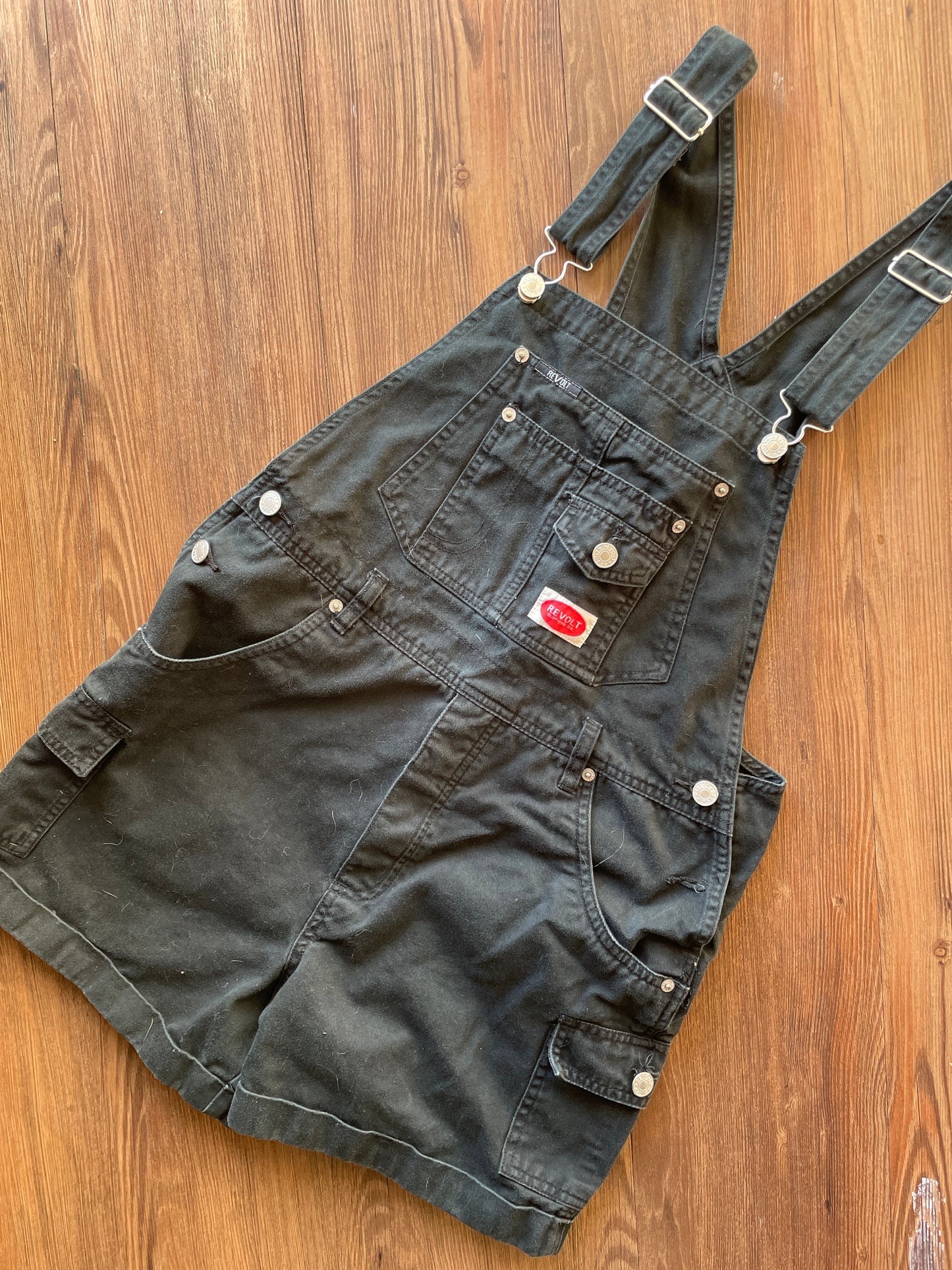Large Women's Revort Black Short Overalls | READY TO TIE DYE