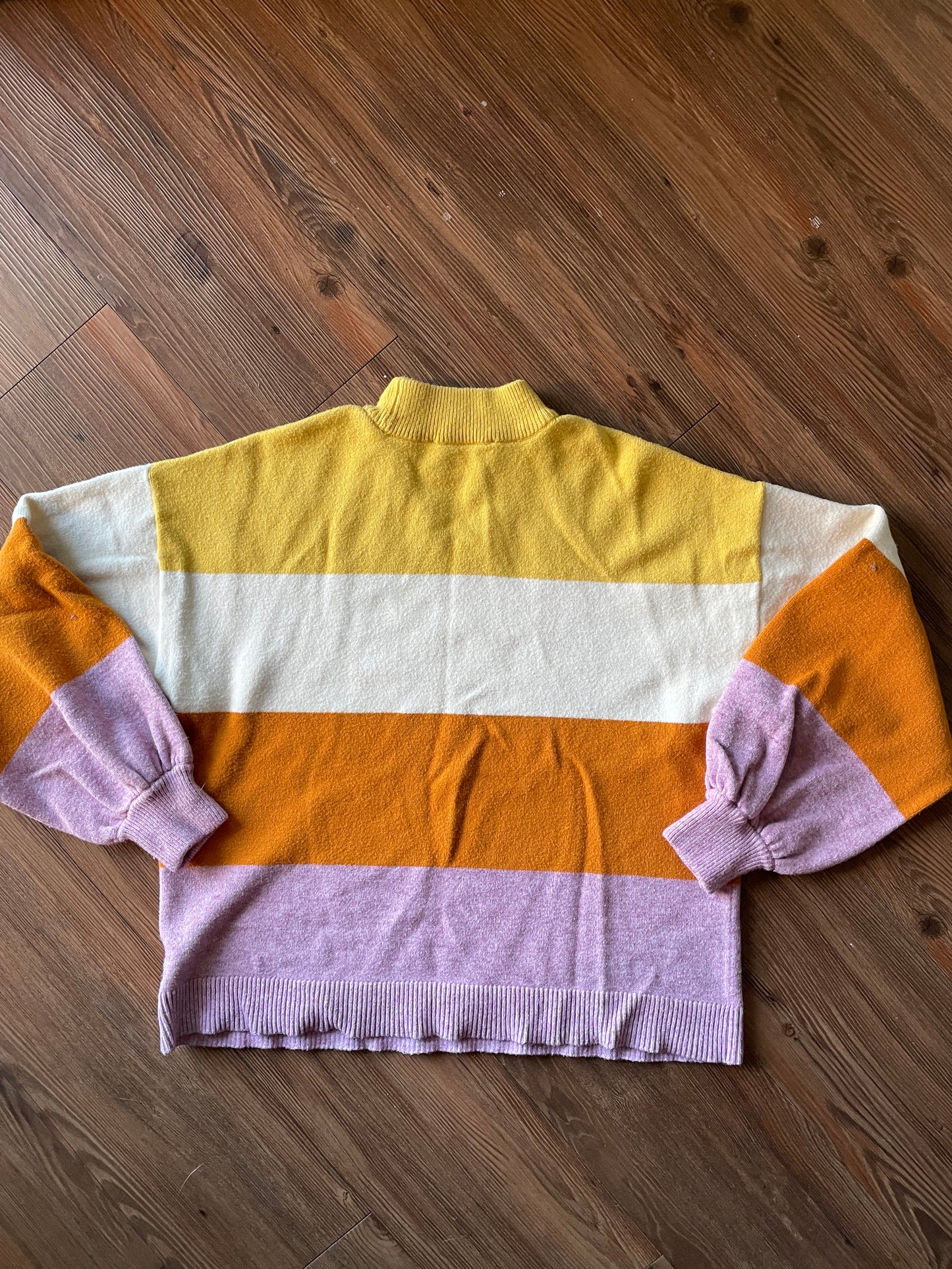 Medium/Large Women’s Sugar + Lips Striped Mockneck Bell Sleeve Sweater