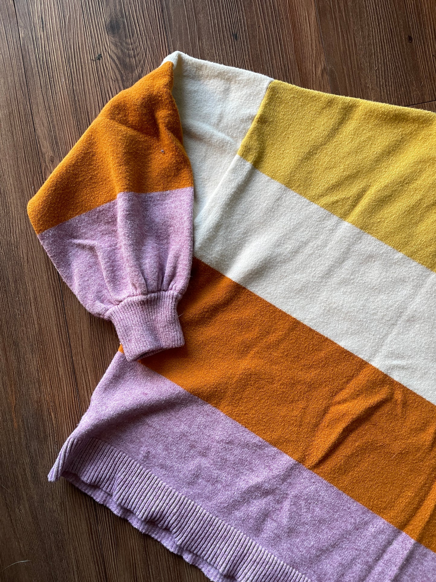 Medium/Large Women’s Sugar + Lips Striped Mockneck Bell Sleeve Sweater