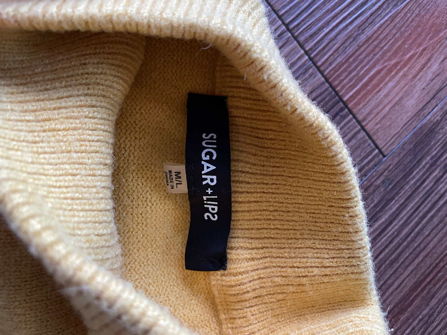 Medium/Large Women’s Sugar + Lips Striped Mockneck Bell Sleeve Sweater