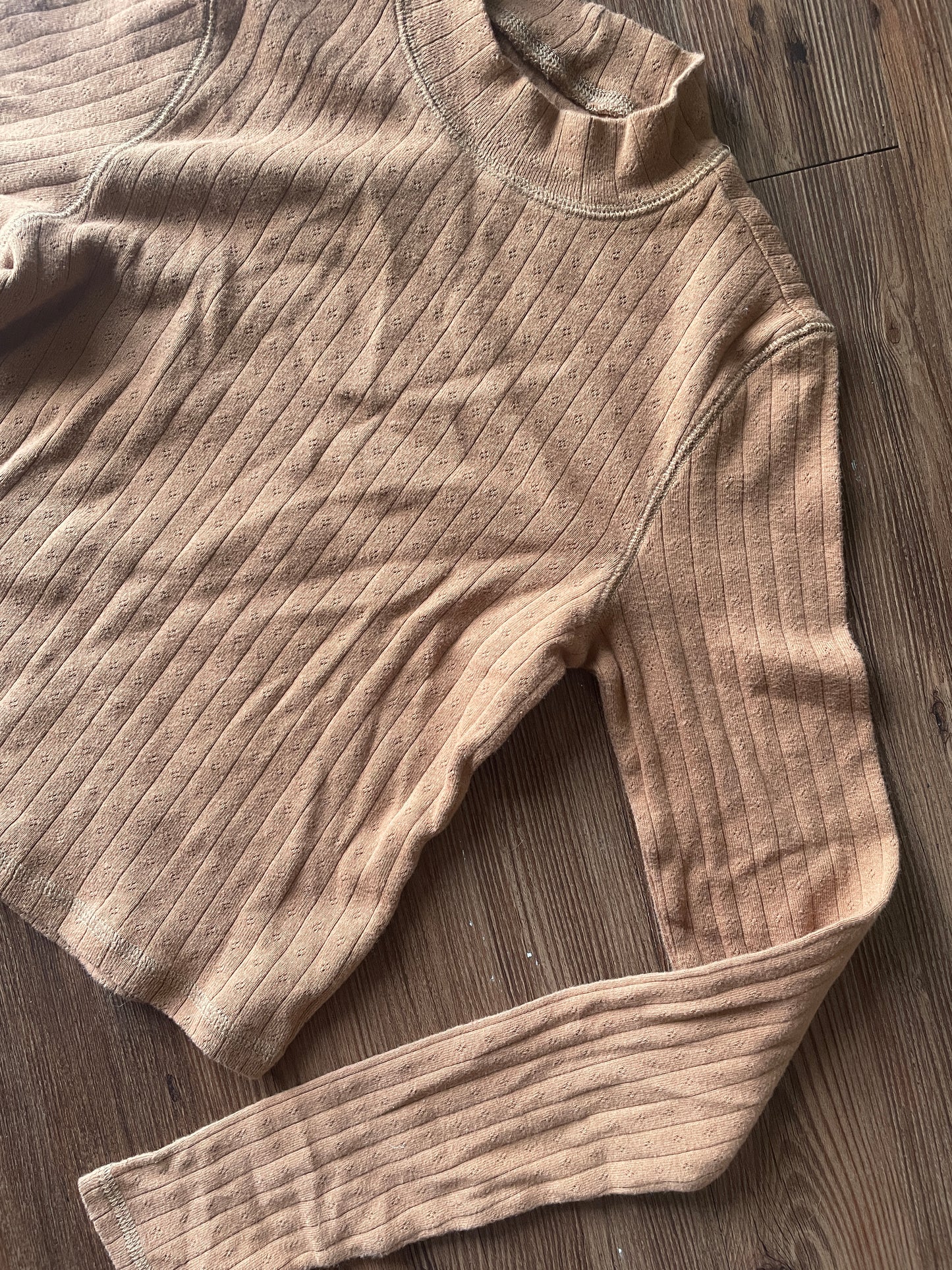Women’s Small Aerie by American Eagle Burnt Orange Ribbed Mock Neck Long Sleeve Crop Top