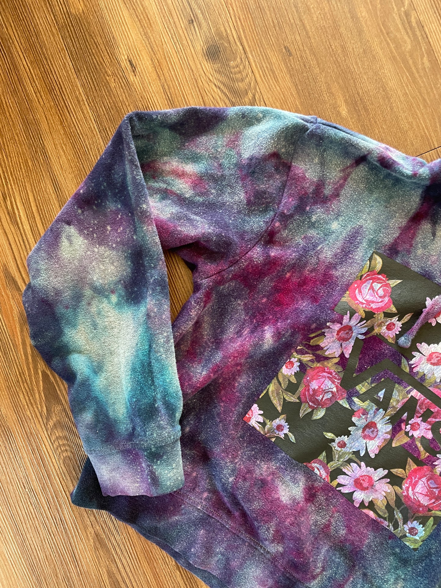 Medium Women's Vans Handmade Tie Dye Hoodie | Dark Blue and Purple Galaxy Ice Dye Tie Dye Long Sleeve Sweatshirt