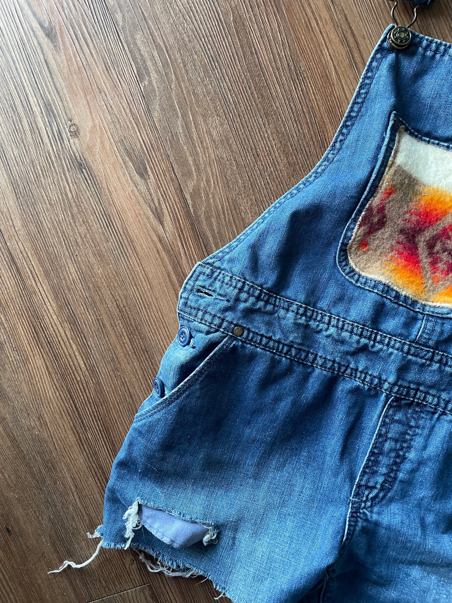 Women’s XS/Small Holding Horses Overall Shorts with Pendleton Wool Patch
