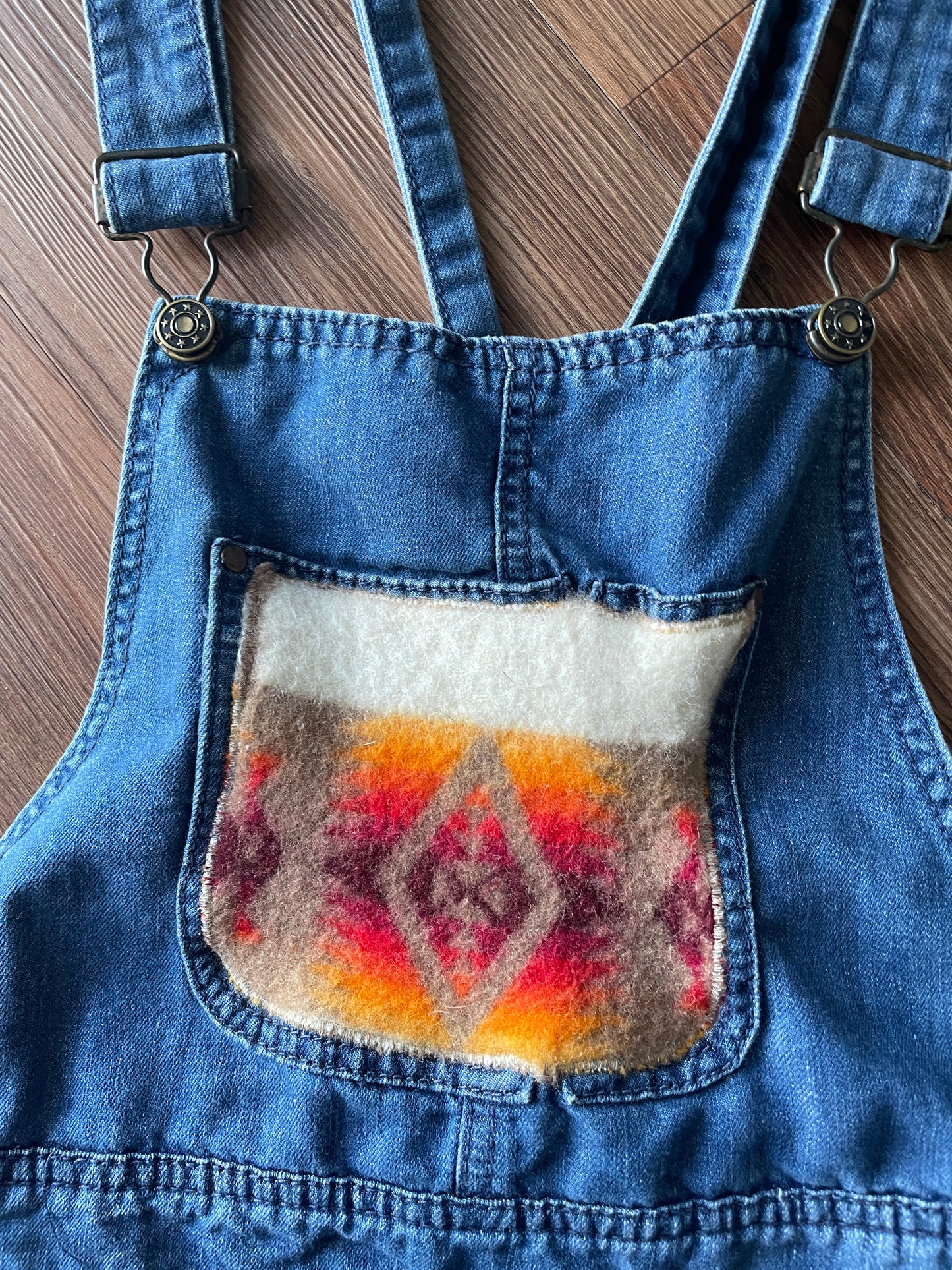 Women’s XS/Small Holding Horses Overall Shorts with Pendleton Wool Patch