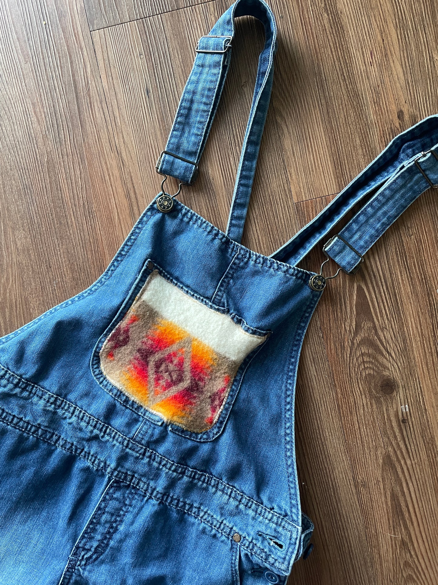 Women’s XS/Small Holding Horses Overall Shorts with Pendleton Wool Patch