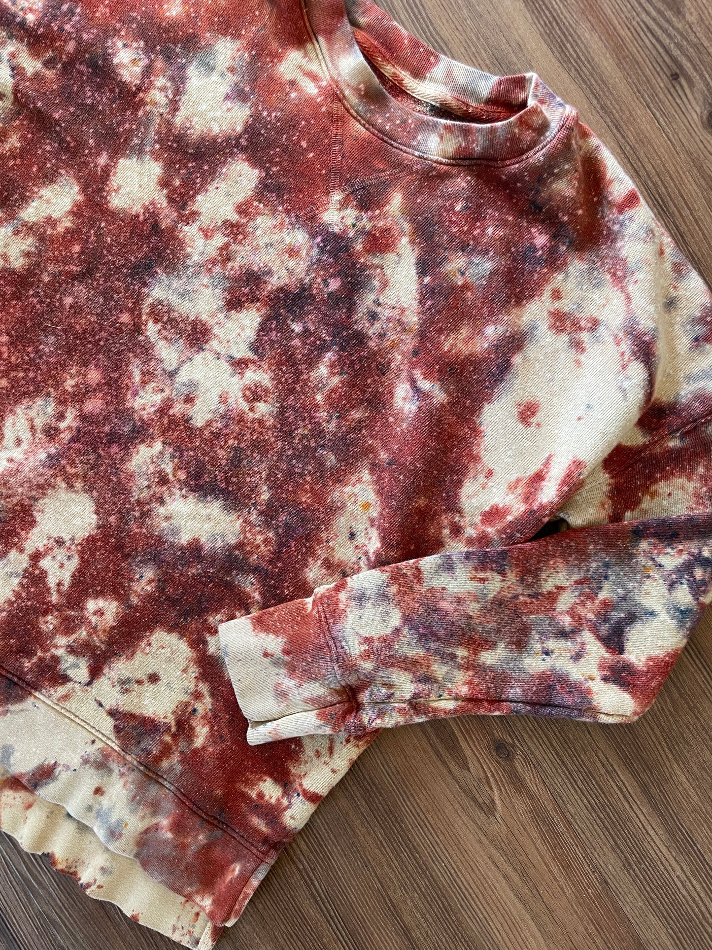 Medium Women’s Earth Tones Tie Dye Lightweight Crewneck Sweatshirt | Yellow and Orange Tie Dye Long Sleeve Sweater