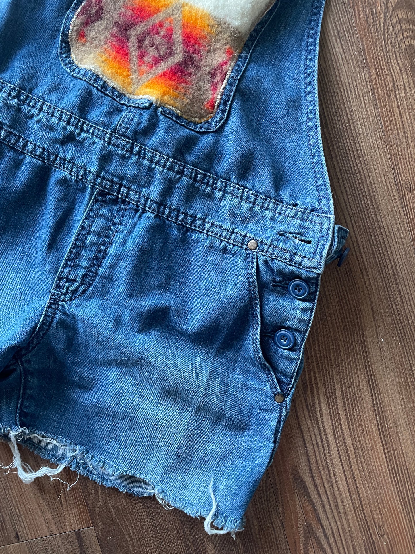 Women’s XS/Small Holding Horses Overall Shorts with Pendleton Wool Patch