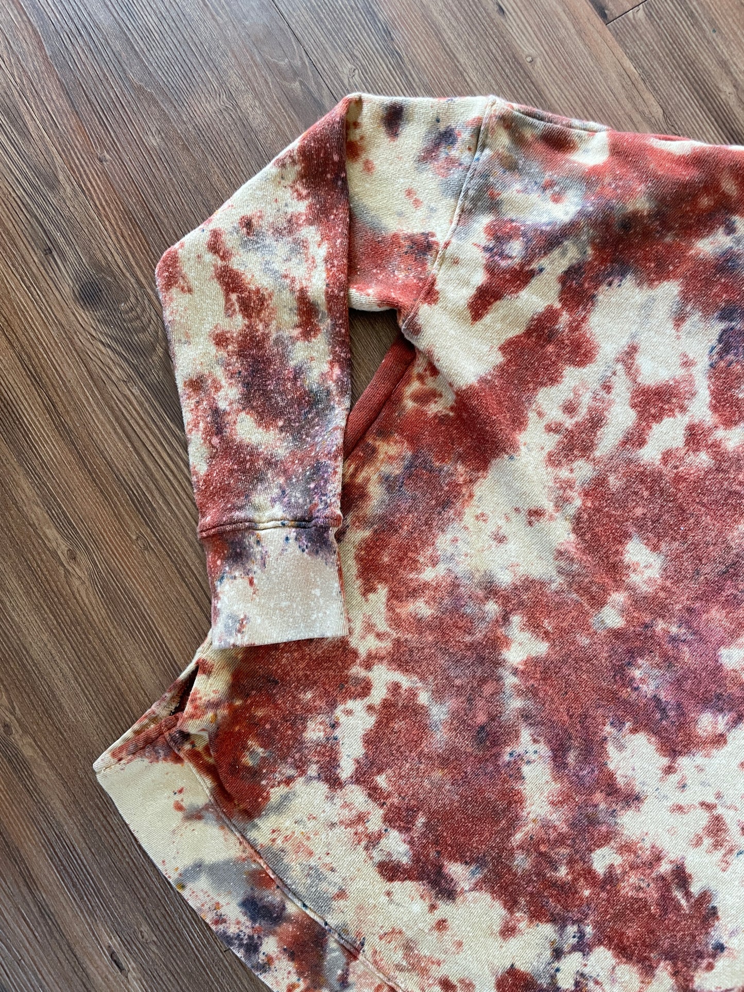 Medium Women’s Earth Tones Tie Dye Lightweight Crewneck Sweatshirt | Yellow and Orange Tie Dye Long Sleeve Sweater