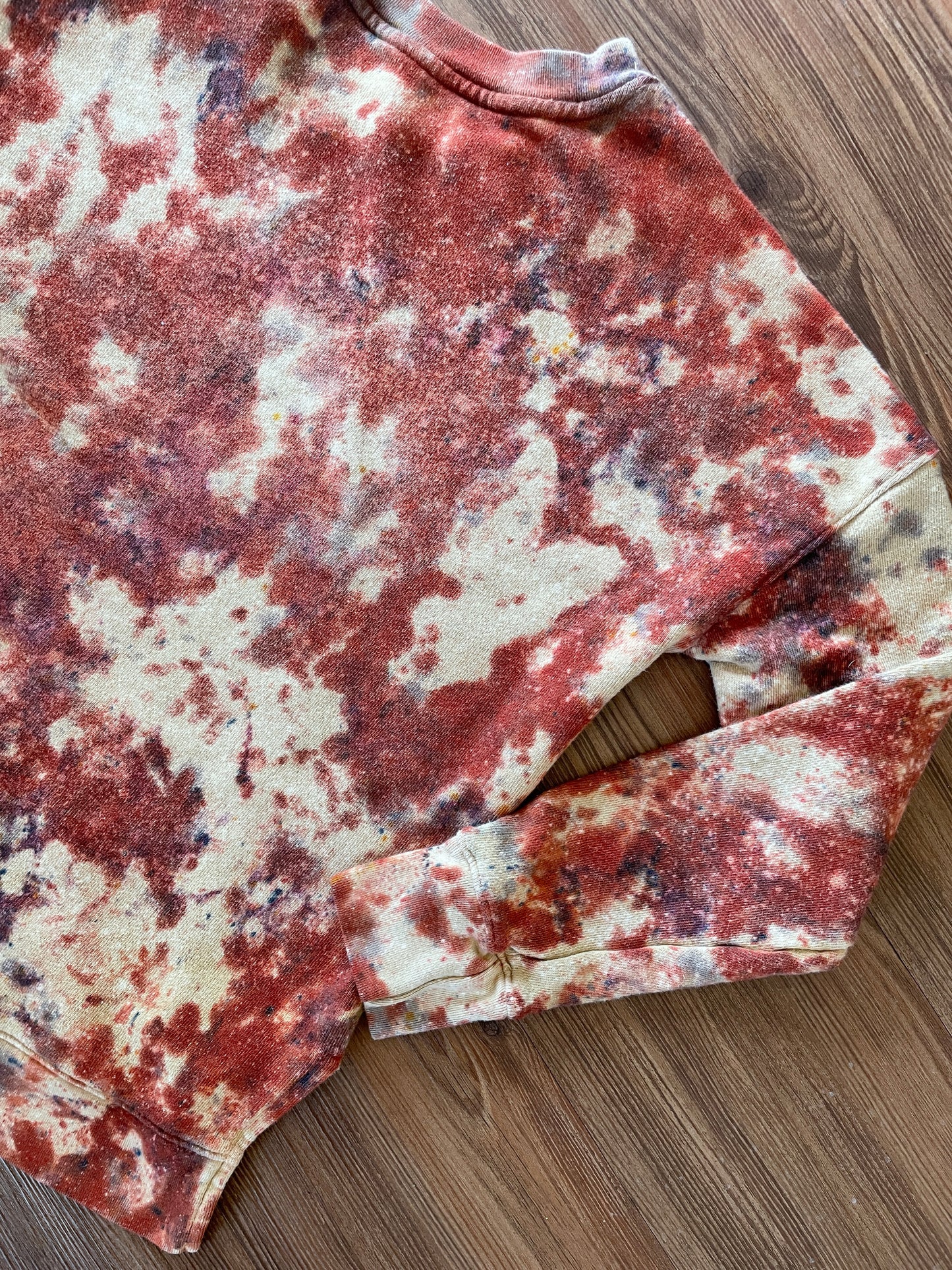 Medium Women’s Earth Tones Tie Dye Lightweight Crewneck Sweatshirt | Yellow and Orange Tie Dye Long Sleeve Sweater