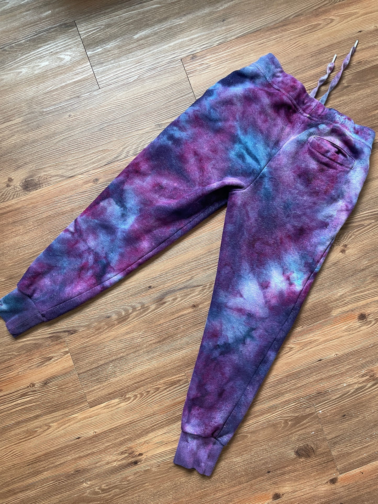 Small Women's Fila Galaxy Tie Dye Sweatpants with Pockets | Shades of Blue and Purple Ice Dye Pants