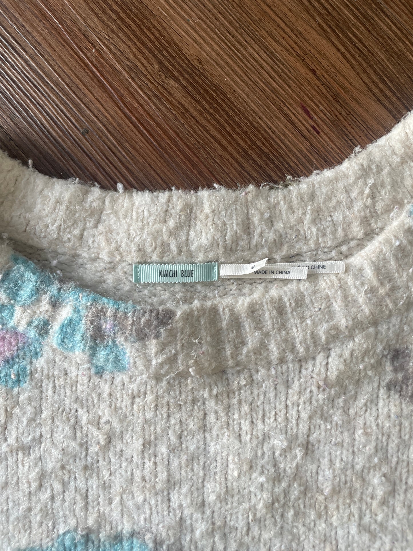 Medium Women’s Kimchi Blue Cream Floral Bell Sleeve Sweater