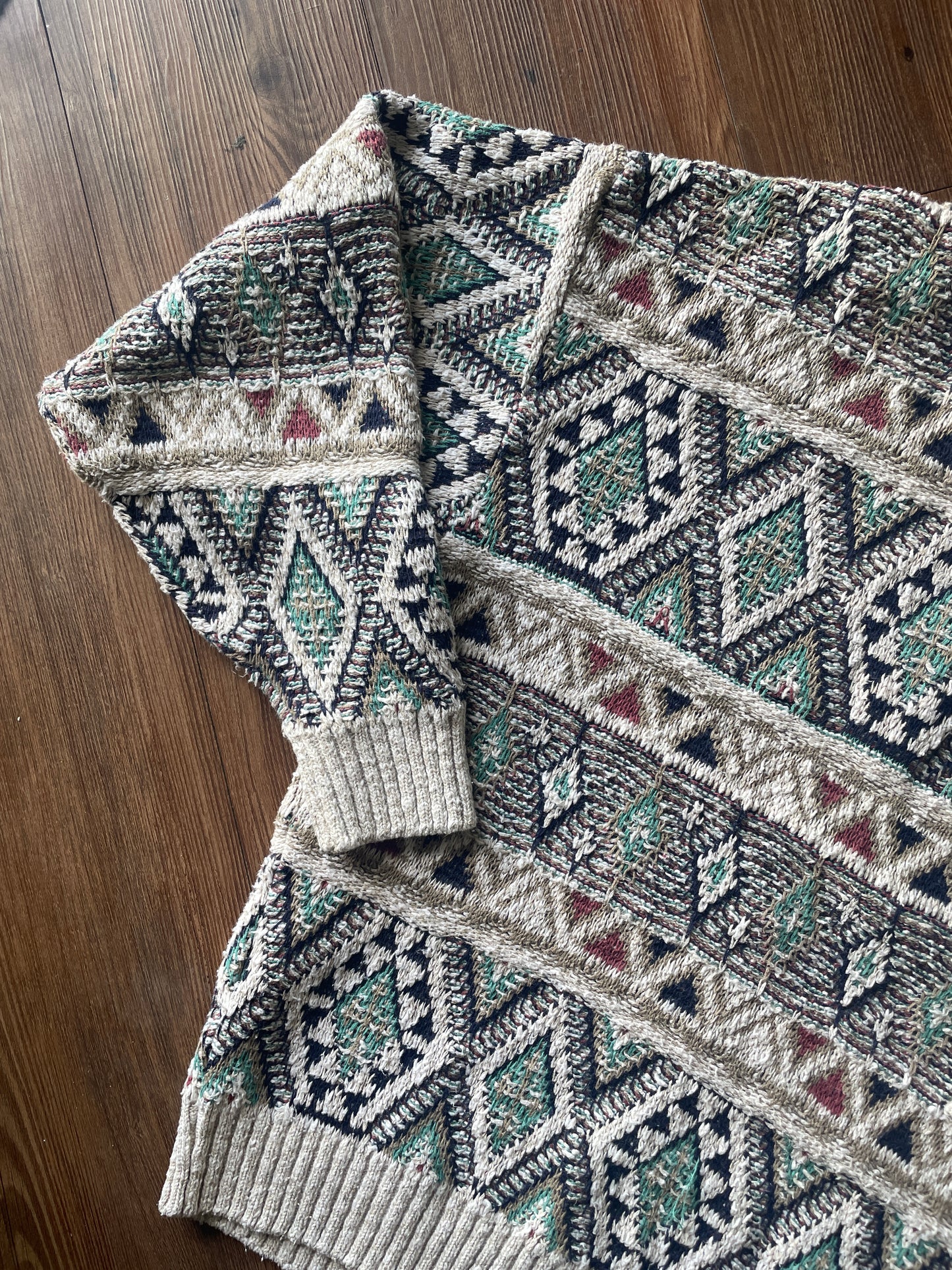 Large Men’s Nanook Vintage Chunky Knit Geometric Striped Sweater