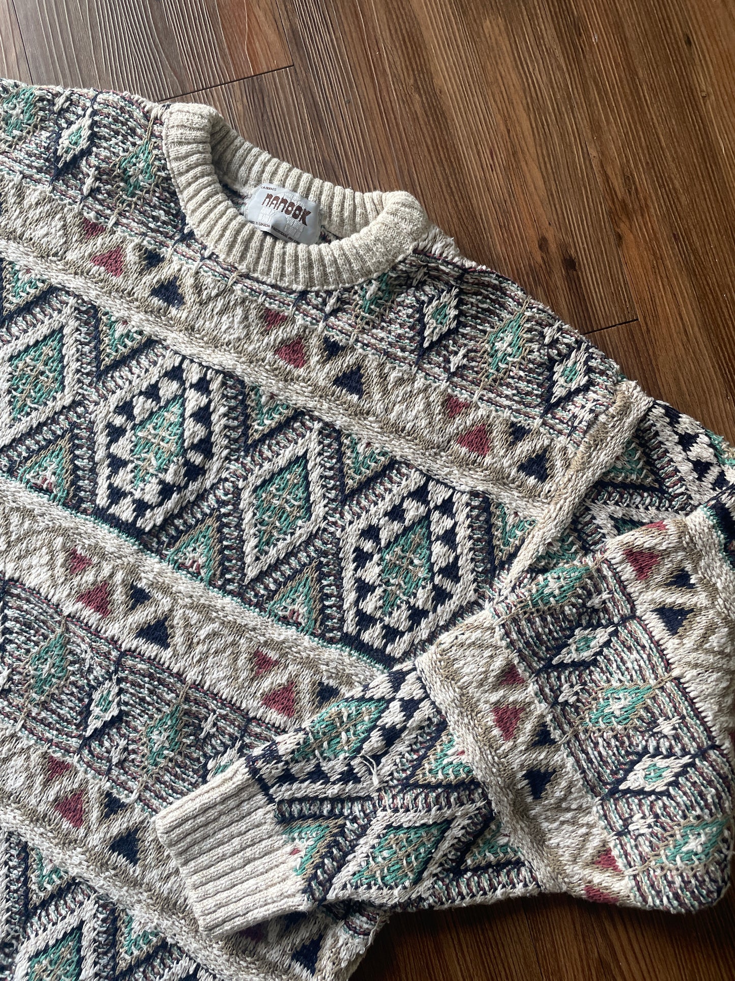 Large Men’s Nanook Vintage Chunky Knit Geometric Striped Sweater