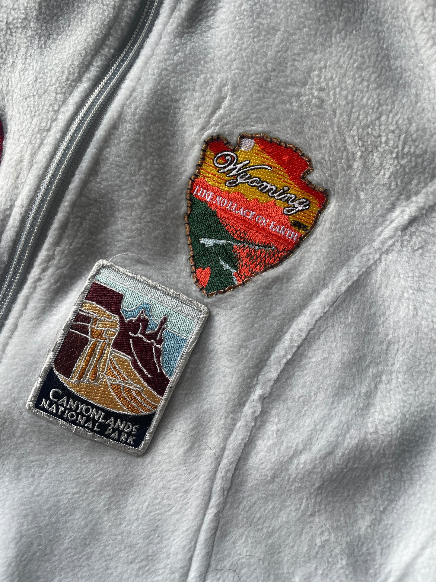 Medium Women's Columbia Jacket with Sewn-On Outdoor Patches