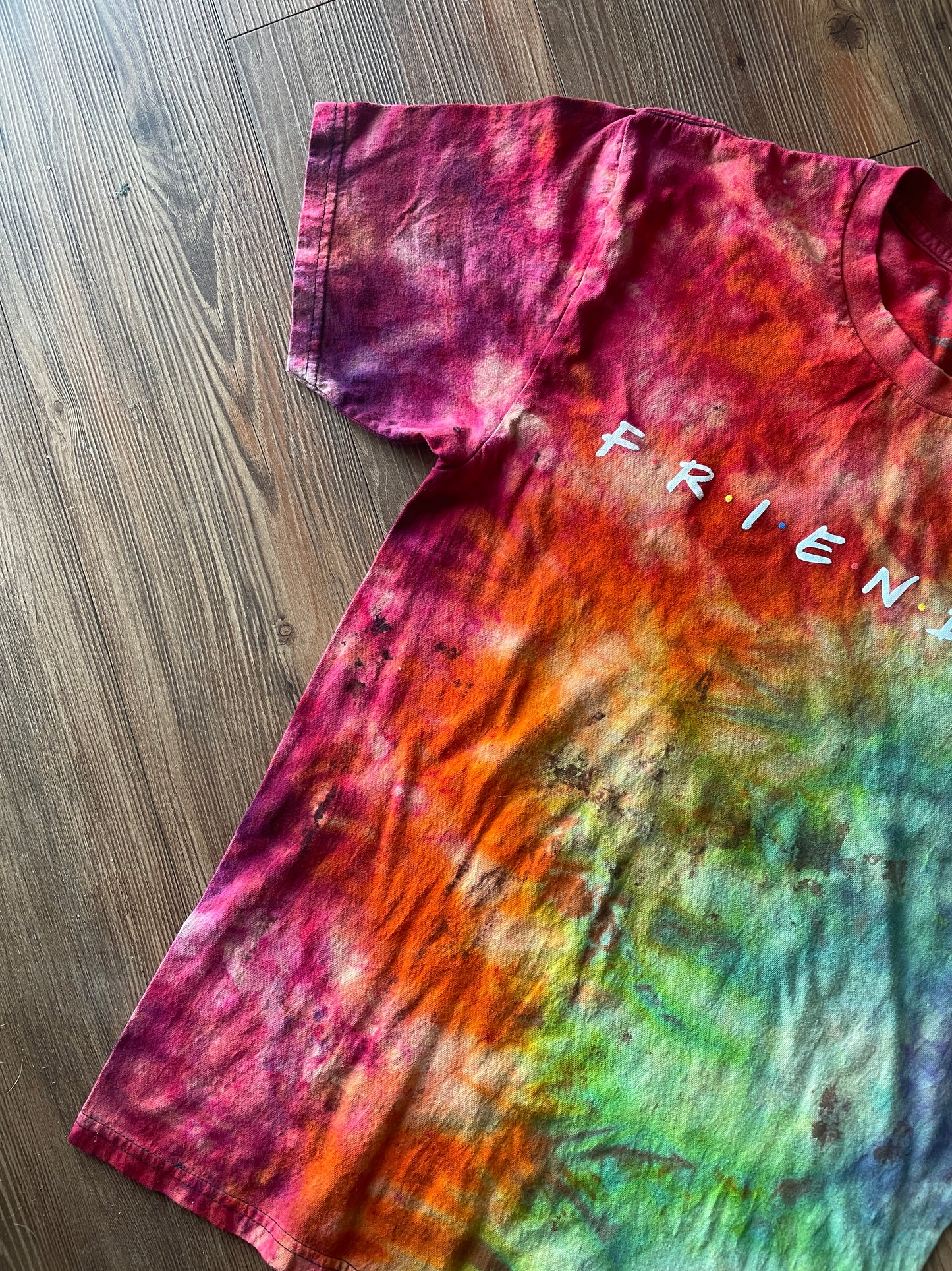 Medium Men’s Friends Handmade Tie Dye T-Shirt | Rainbow Bleach Reverse Galaxy Tie Dye Short Sleeve