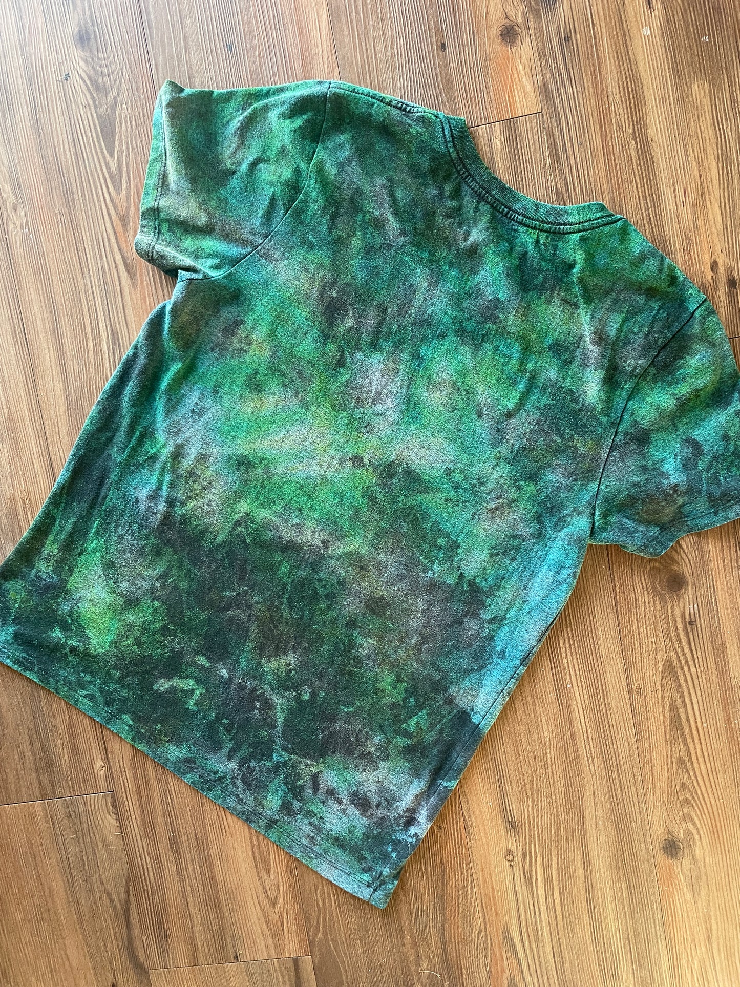 Medium Men’s Pizza Planet Handmade Tie Dye T-Shirt | Black and Green Toy Story Reverse Galaxy Short Sleeve