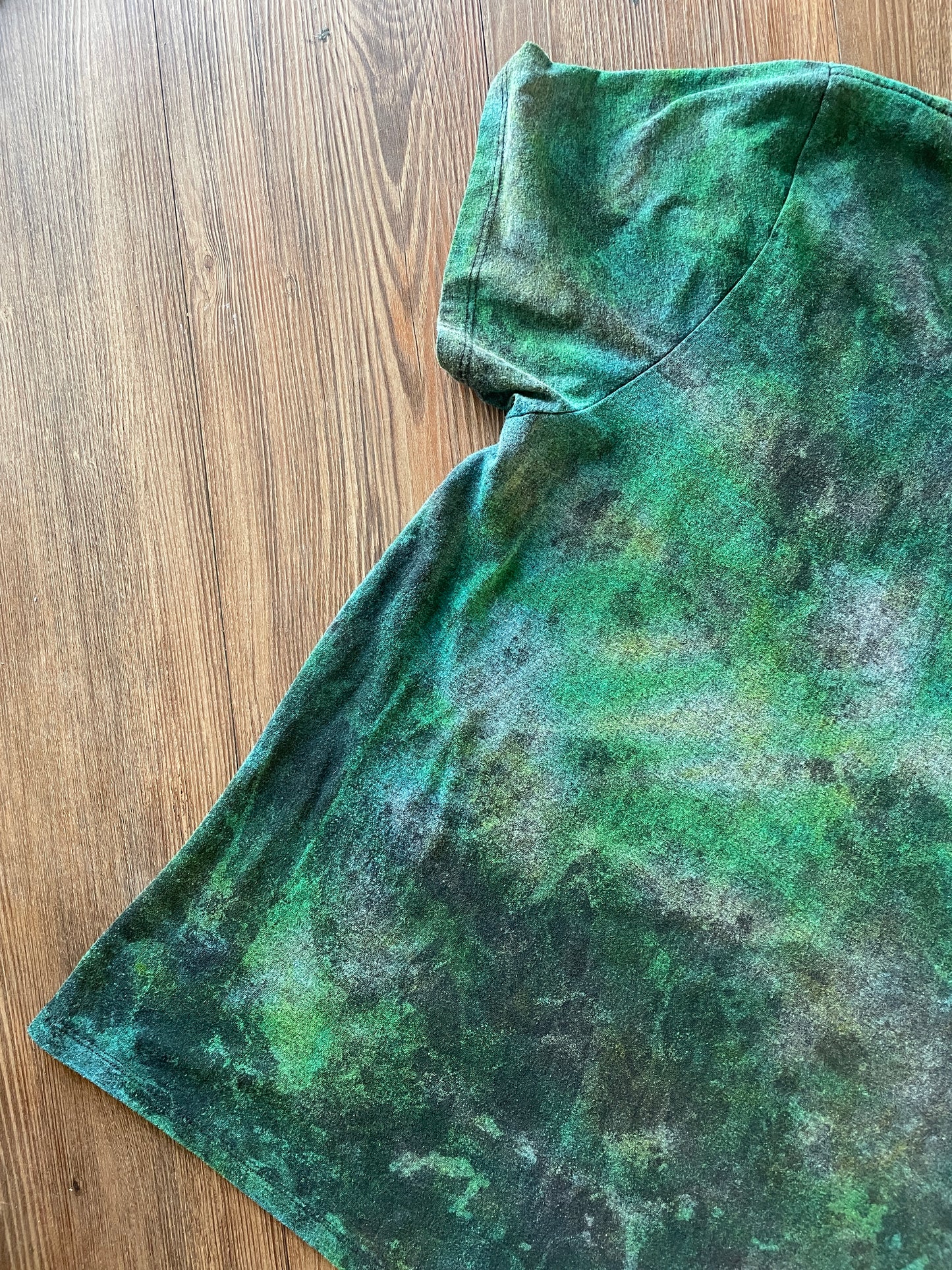 Medium Men’s Pizza Planet Handmade Tie Dye T-Shirt | Black and Green Toy Story Reverse Galaxy Short Sleeve