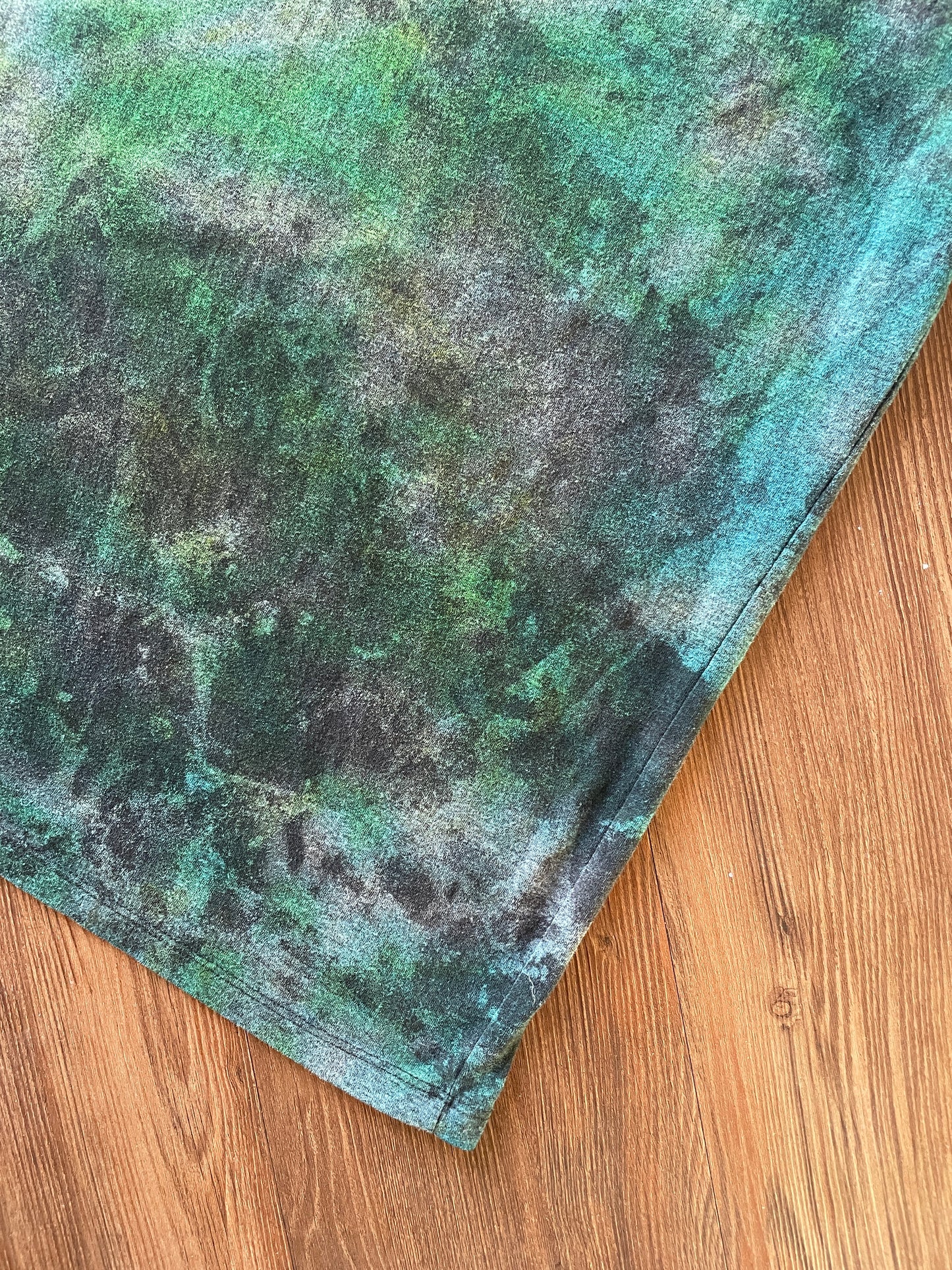 Medium Men’s Pizza Planet Handmade Tie Dye T-Shirt | Black and Green Toy Story Reverse Galaxy Short Sleeve