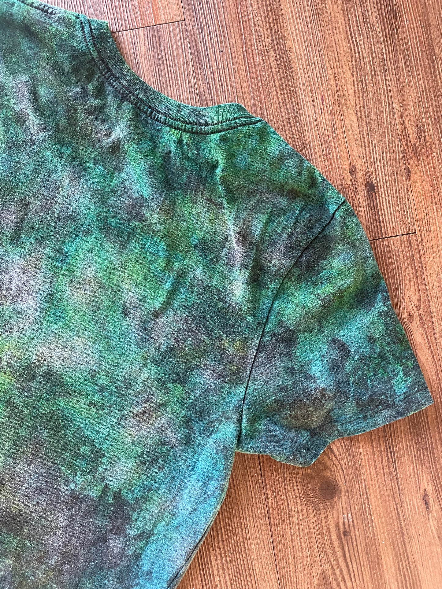 Medium Men’s Pizza Planet Handmade Tie Dye T-Shirt | Black and Green Toy Story Reverse Galaxy Short Sleeve