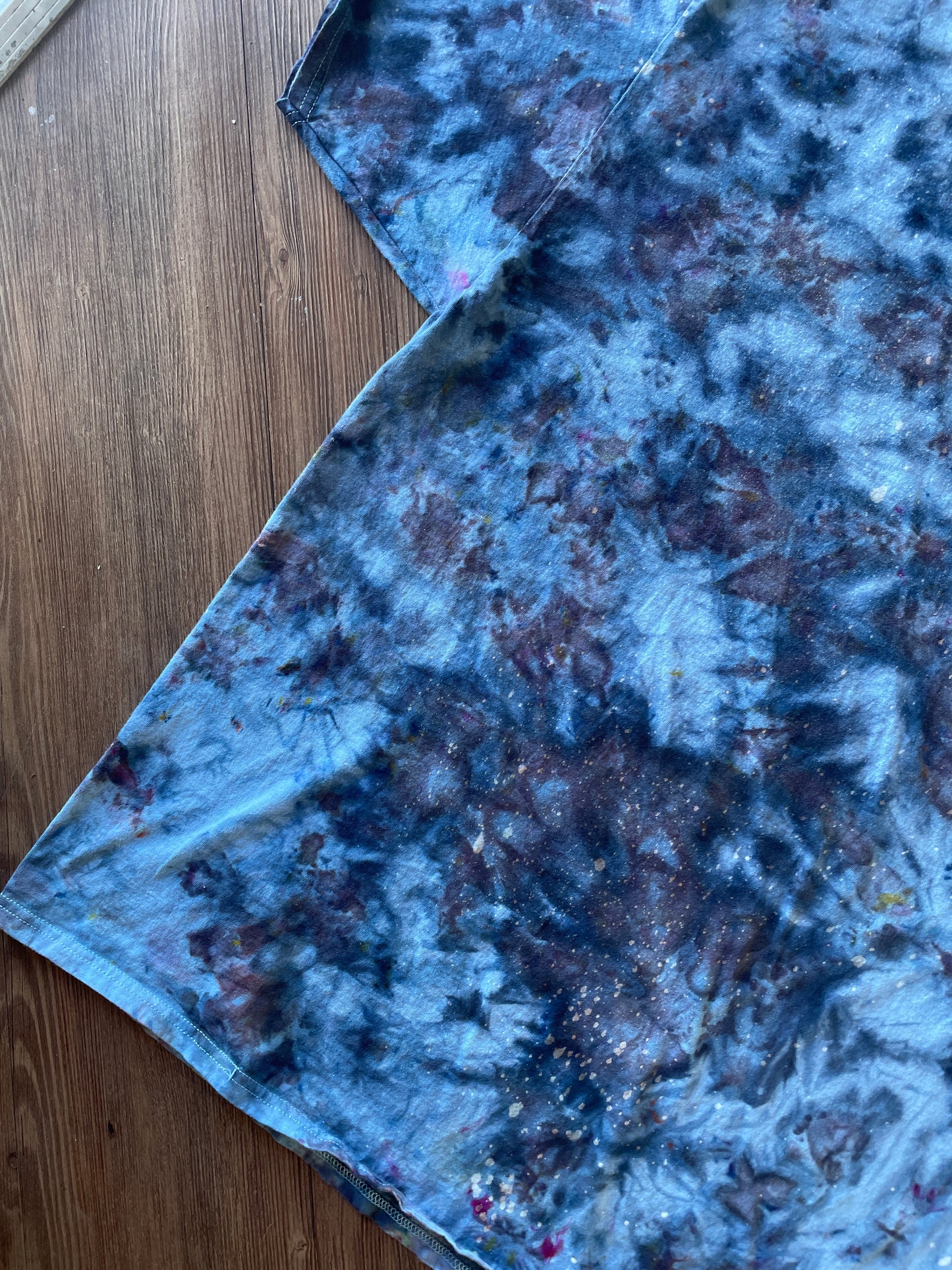 3XL Men’s Blue Marble Dye Handmade Tie Dye T-Shirt | Blue, Grey, and Black Galaxy Dye Short Sleeve