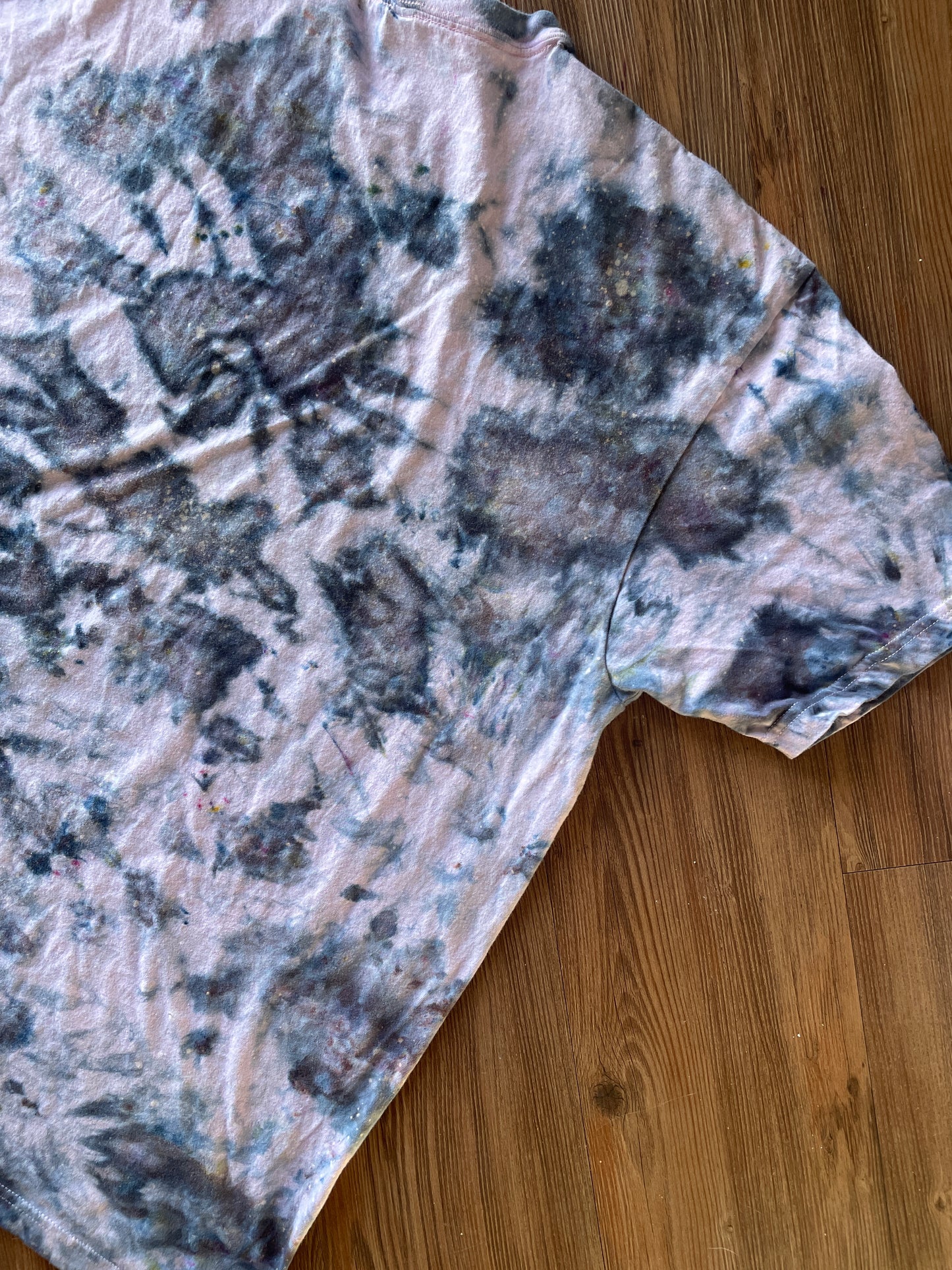 3XL Men’s Pink Marble Dye Handmade Tie Dye T-Shirt | Pink, Grey, and Black Galaxy Dye Short Sleeve