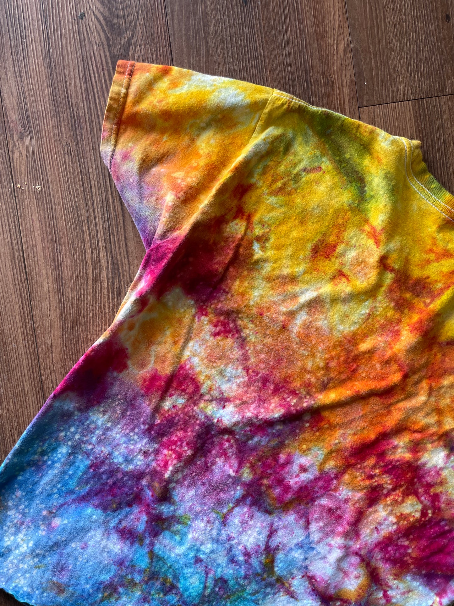 MEDIUM Men's Sunrise Galaxy Tie Dye T-Shirt | Blue, Pink and Yellow Ice Dye Short Sleeve