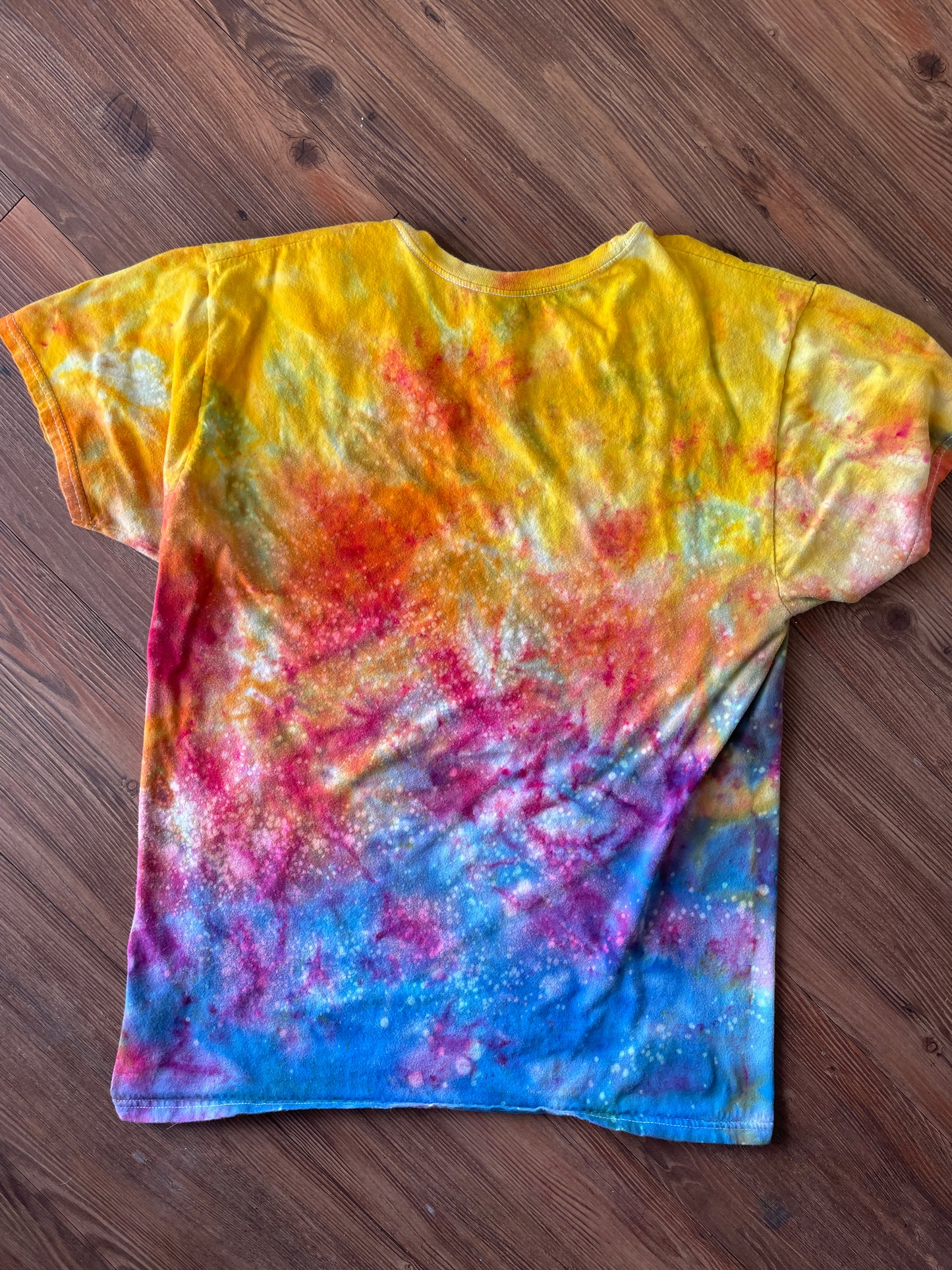 MEDIUM Men's Sunrise Galaxy Tie Dye T-Shirt | Blue, Pink and Yellow Ice Dye Short Sleeve