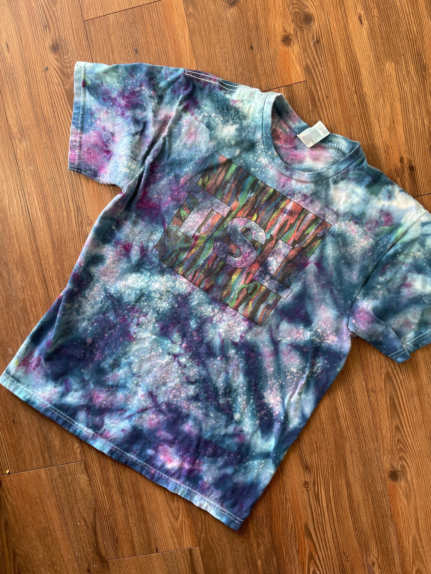 MEDIUM Men’s TSL Galaxy Tie Dye T-Shirt | Blue and Purple Ice Dye Short Sleeve