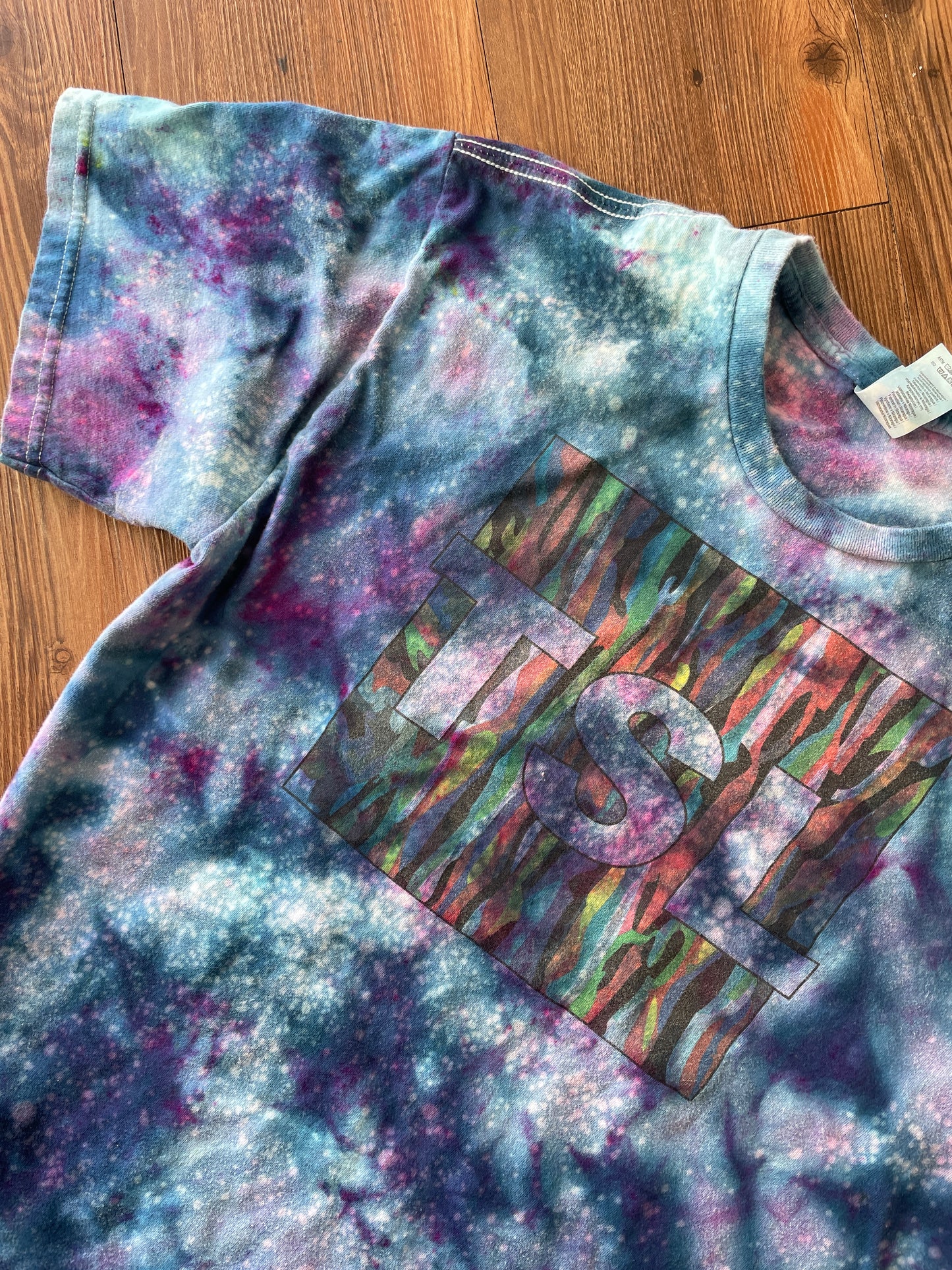 MEDIUM Men’s TSL Galaxy Tie Dye T-Shirt | Blue and Purple Ice Dye Short Sleeve