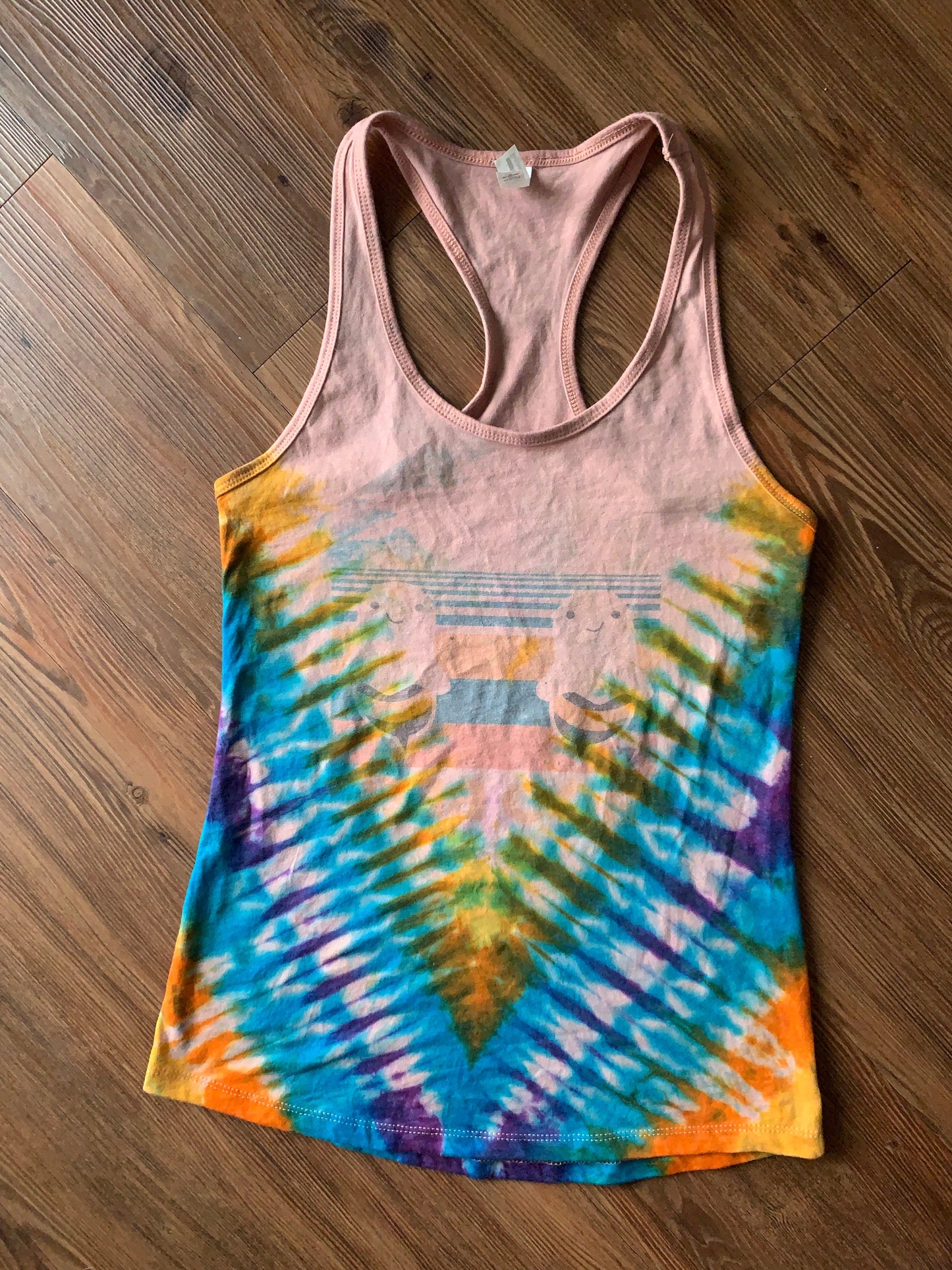 Boo-Bees Tie Dye Tank Top | Pastel Tie Dye Sleeveless Top | Women's Size Medium Racerback | Upcycled & Tie Dyed by Hand