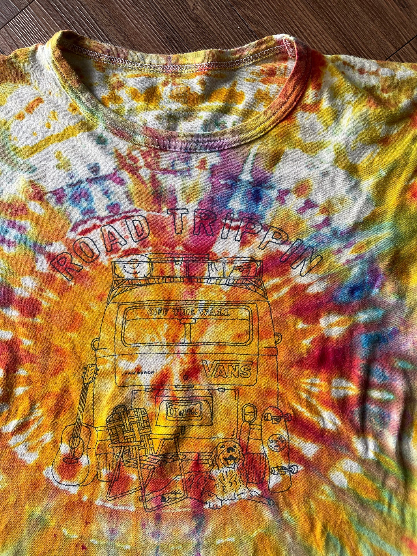 Vans Roadtrippers Handmade Ice Dye Tie Dye t-shirt | Van Life Short Sleeve Top | Women's Size Medium | Handmade & Thrifted