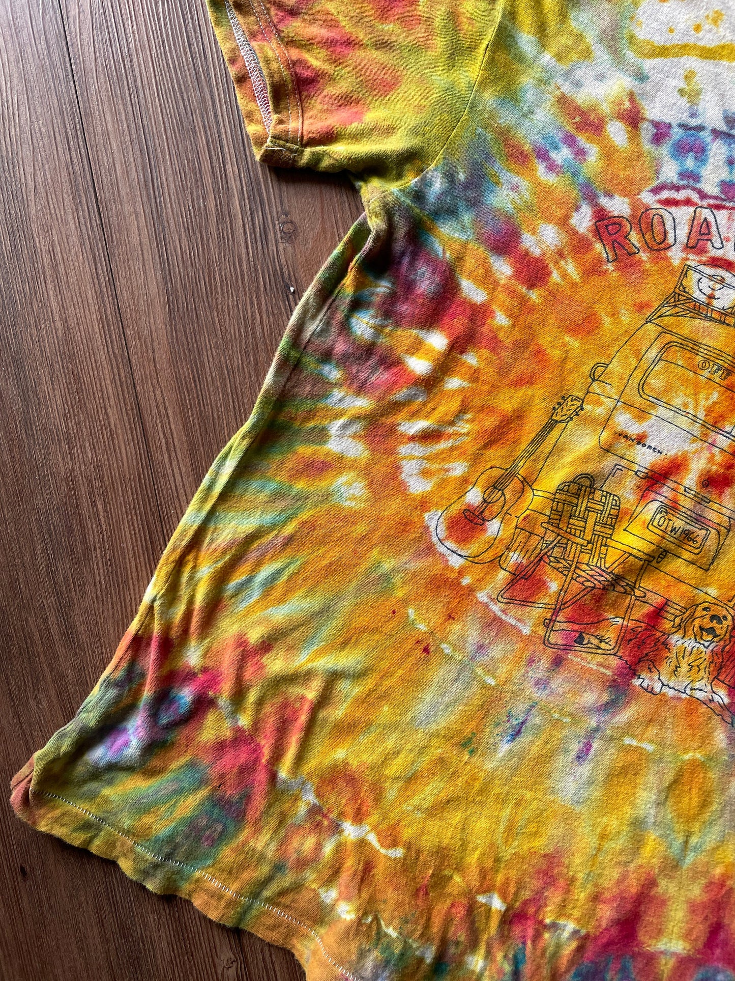 Vans Roadtrippers Handmade Ice Dye Tie Dye t-shirt | Van Life Short Sleeve Top | Women's Size Medium | Handmade & Thrifted