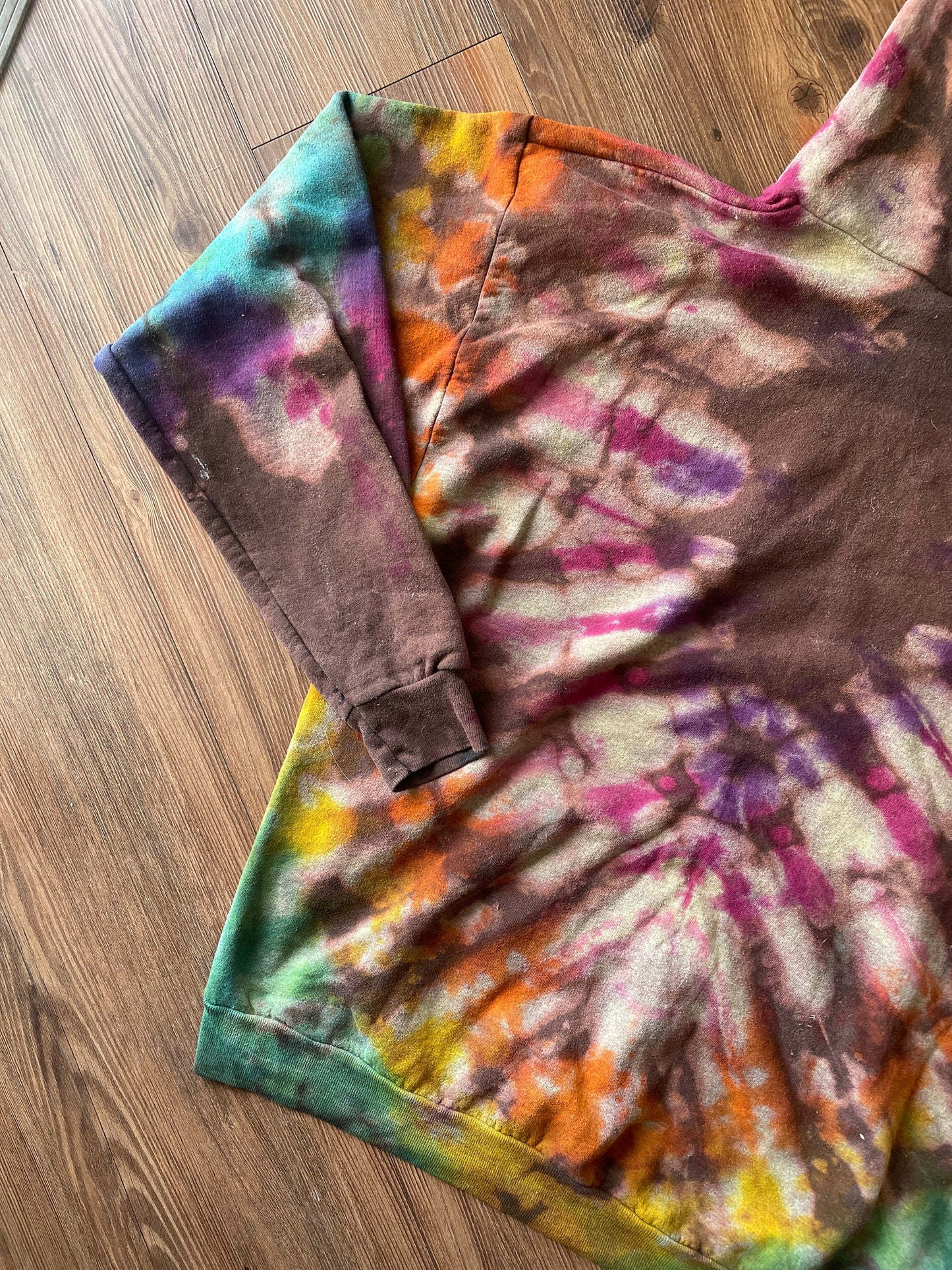 307 Wyoming Handmade Reverse Tie Dye Hoodie | UW Cowboys Bleach Dye Long Sleeve Top Unisex Size Large