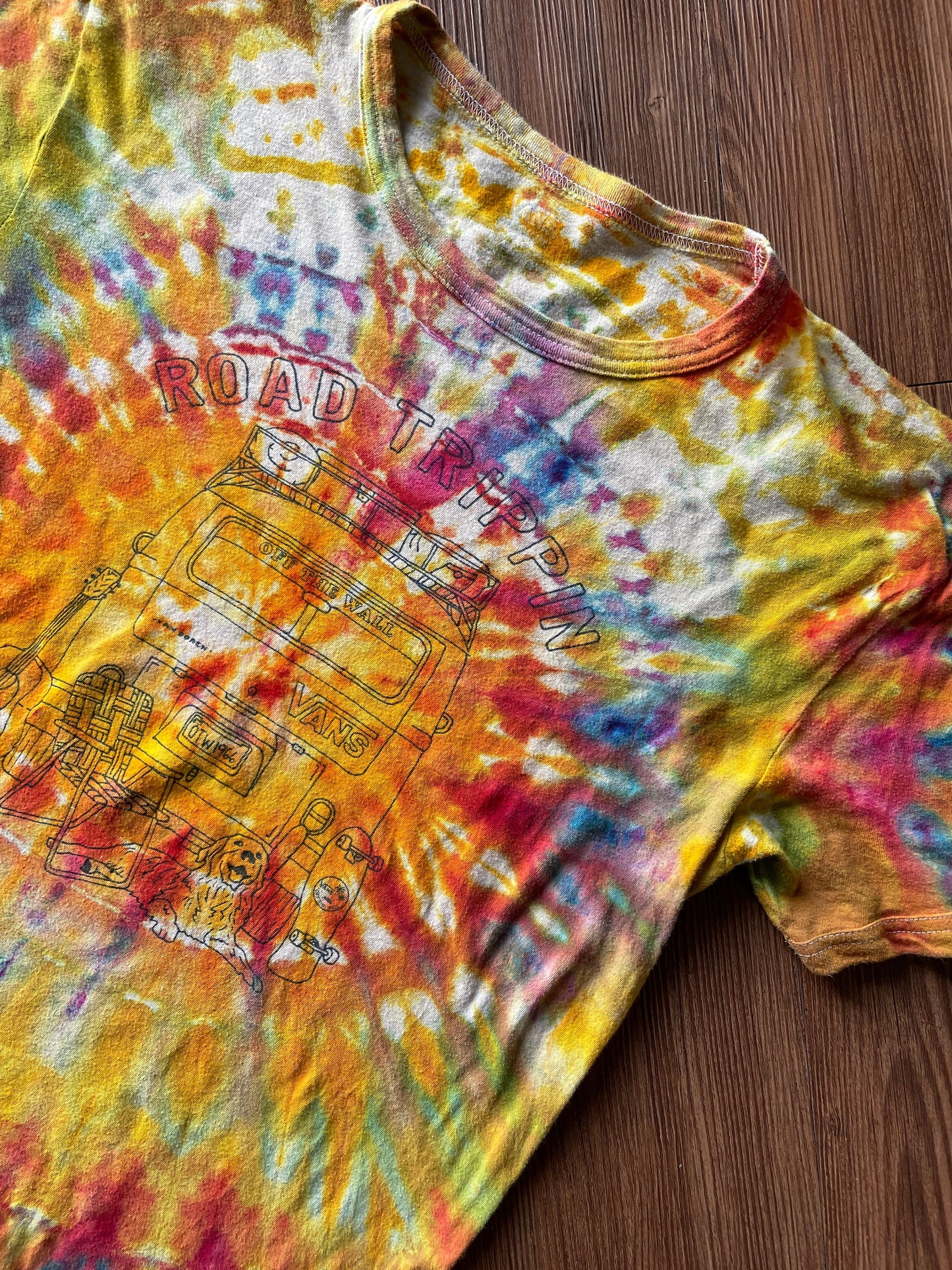 Vans Roadtrippers Handmade Ice Dye Tie Dye t-shirt | Van Life Short Sleeve Top | Women's Size Medium | Handmade & Thrifted