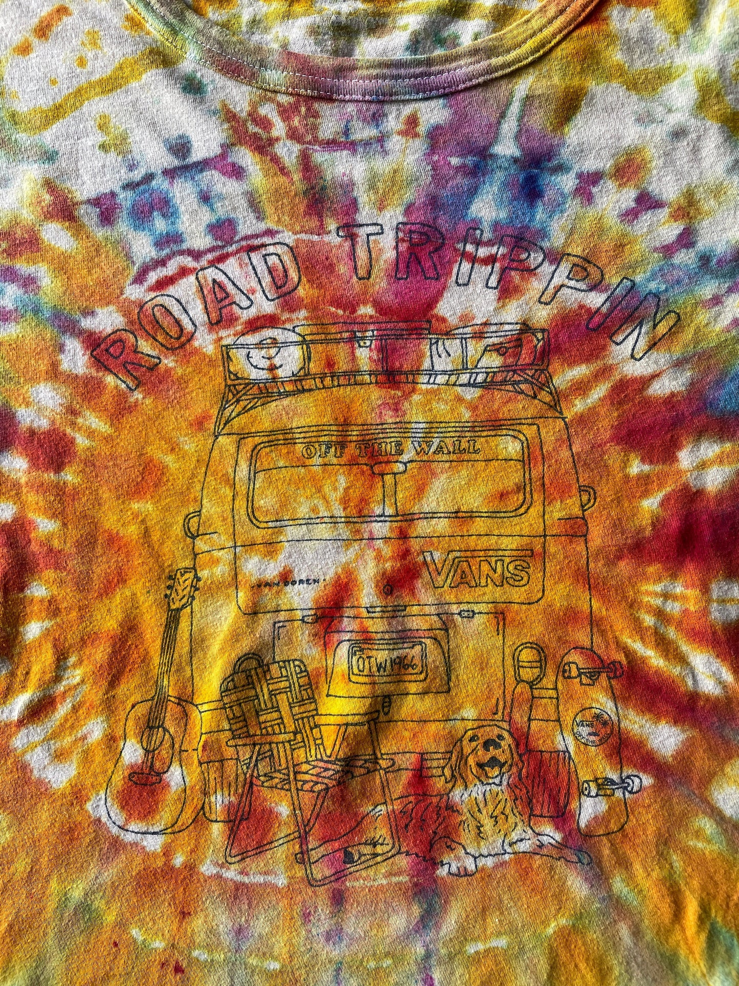 Vans Roadtrippers Handmade Ice Dye Tie Dye t-shirt | Van Life Short Sleeve Top | Women's Size Medium | Handmade & Thrifted