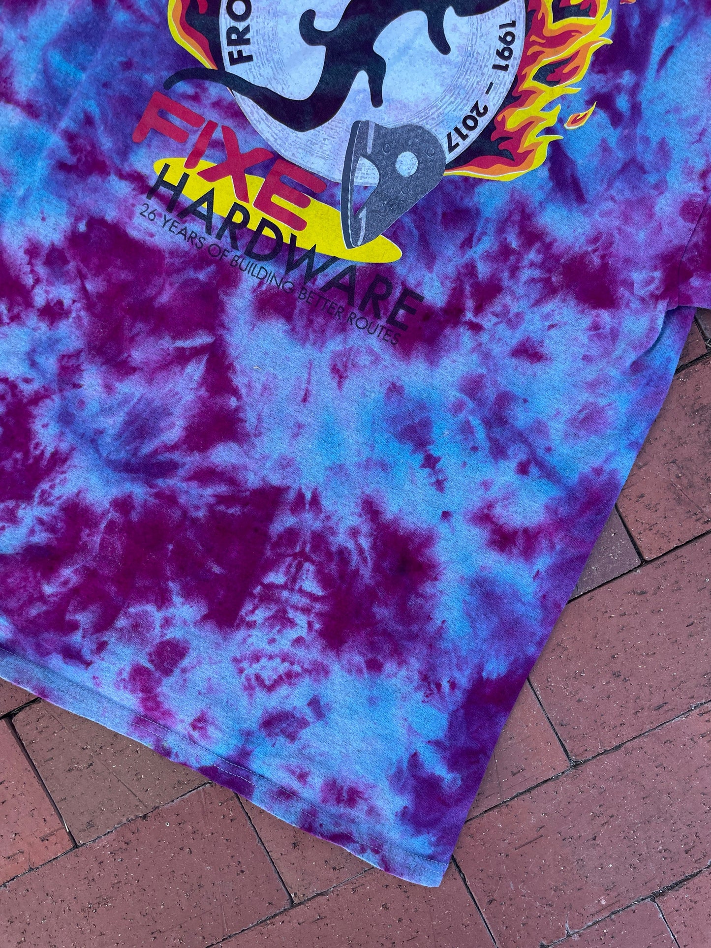 Medium Men’s Fixe Hardware Galaxy Ice Dye Tie Dye Short Sleeve Double-Sided T-Shirt | One-Of-a-Kind Upcycled Blue and Pink Top