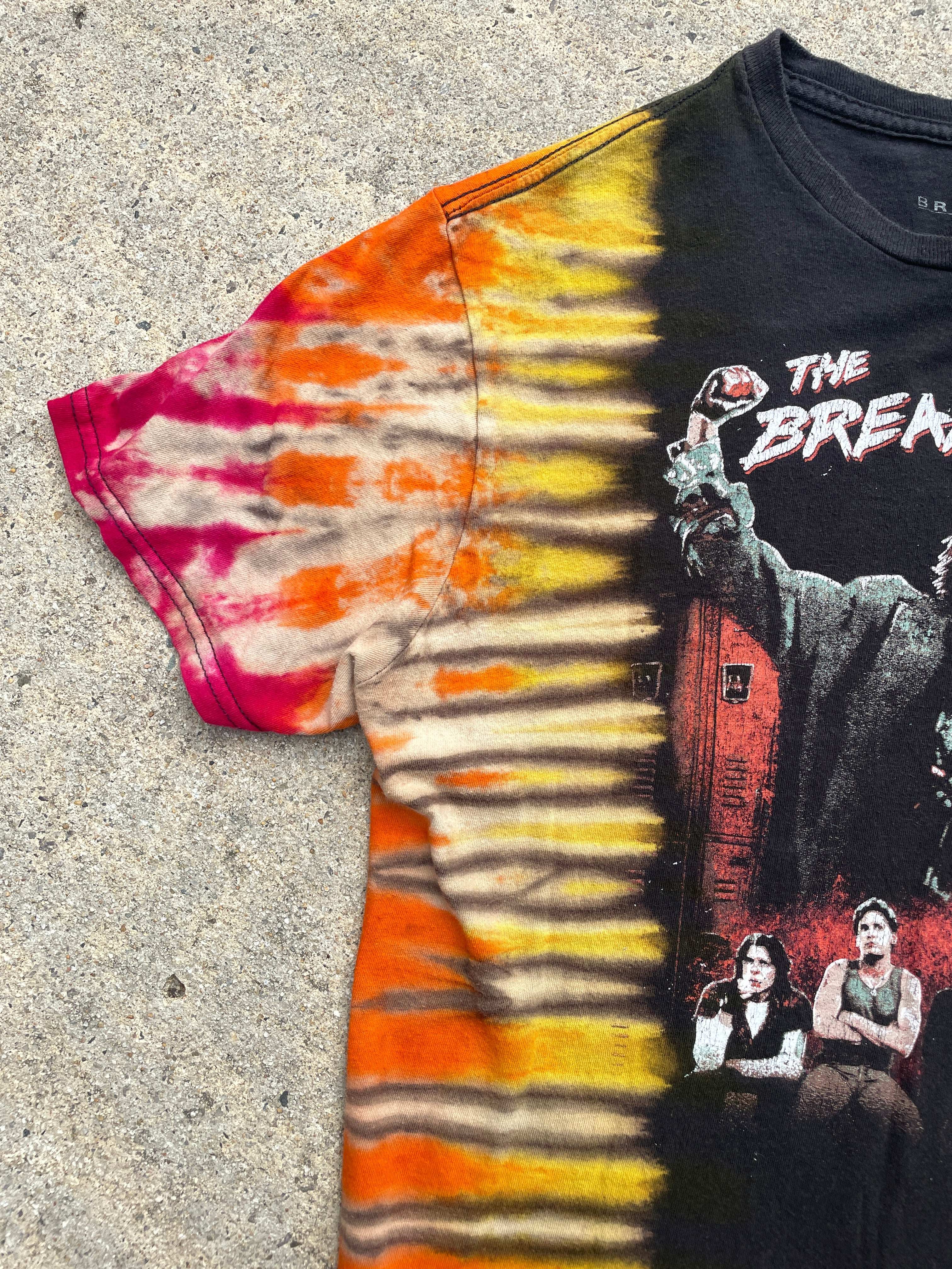 The Breakfast Club Pink, Orange, and Black Short Sleeve Tie Dye T-Shirt | Men's Medium