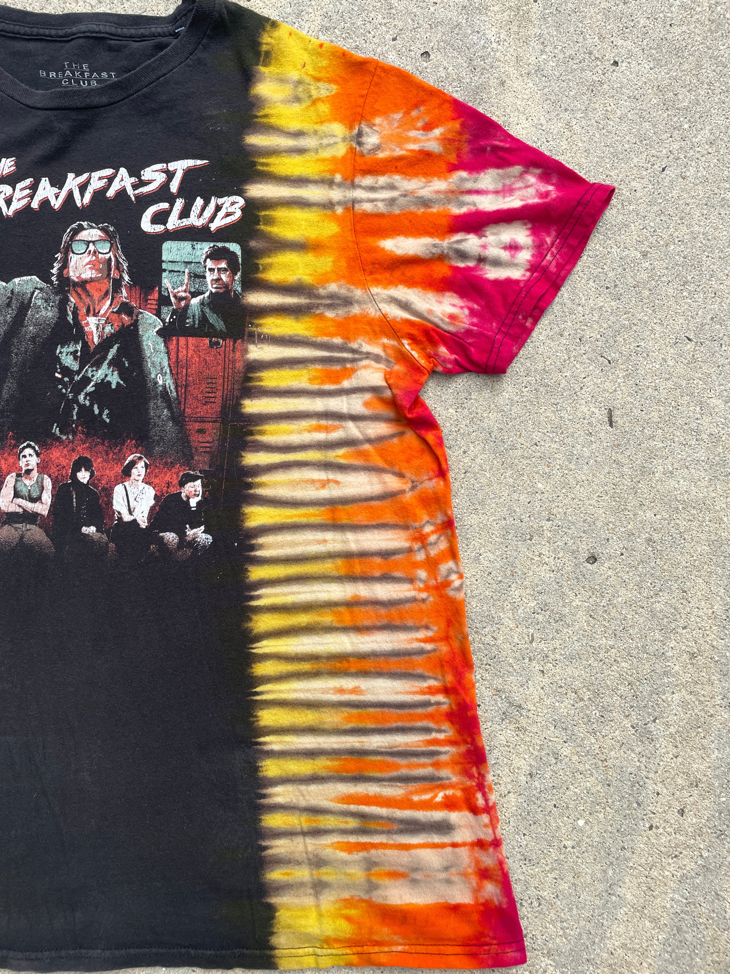 The Breakfast Club Pink, Orange, and Black Short Sleeve Tie Dye T-Shirt | Men's Medium