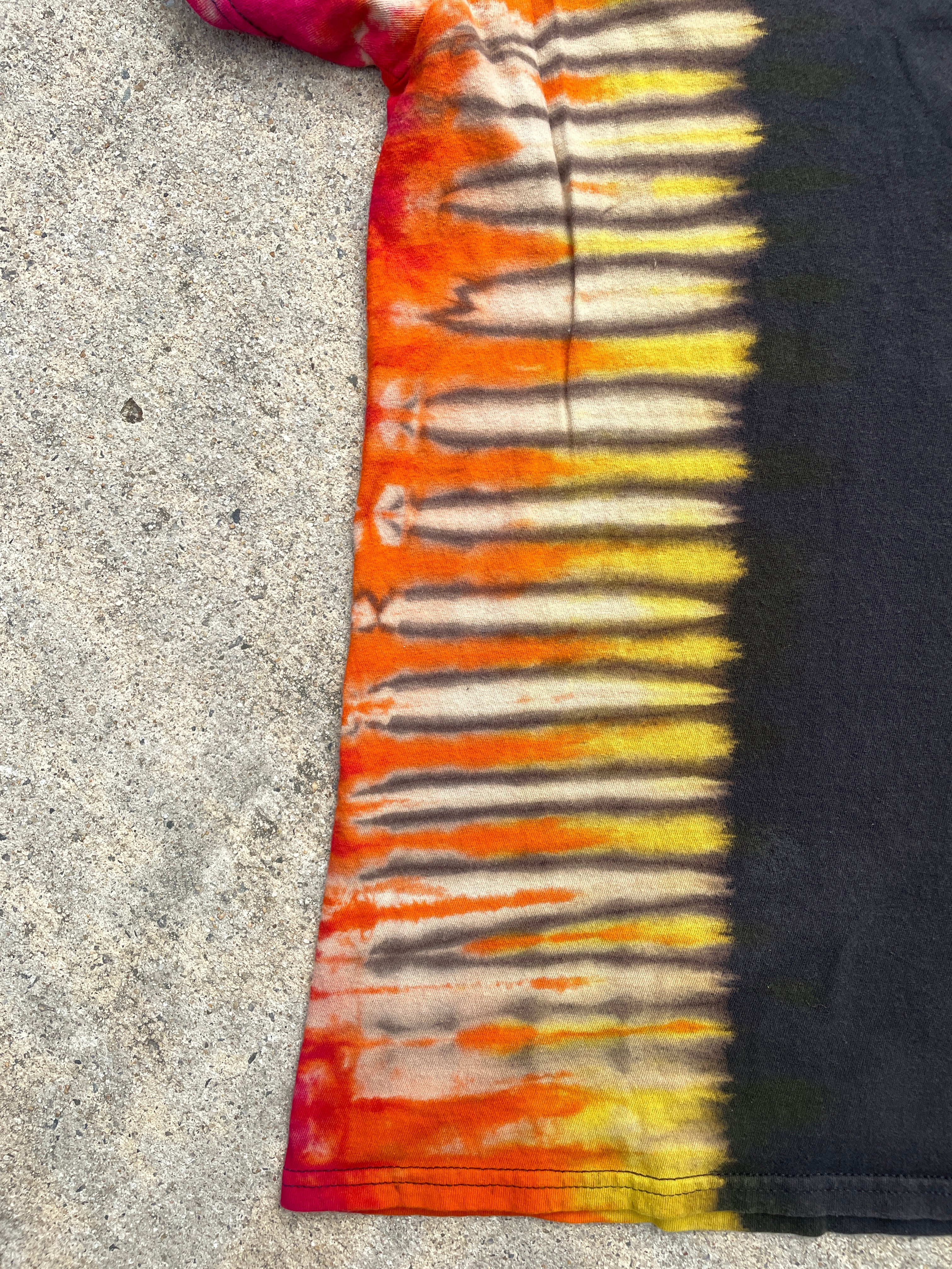 The Breakfast Club Pink, Orange, and Black Short Sleeve Tie Dye T-Shirt | Men's Medium