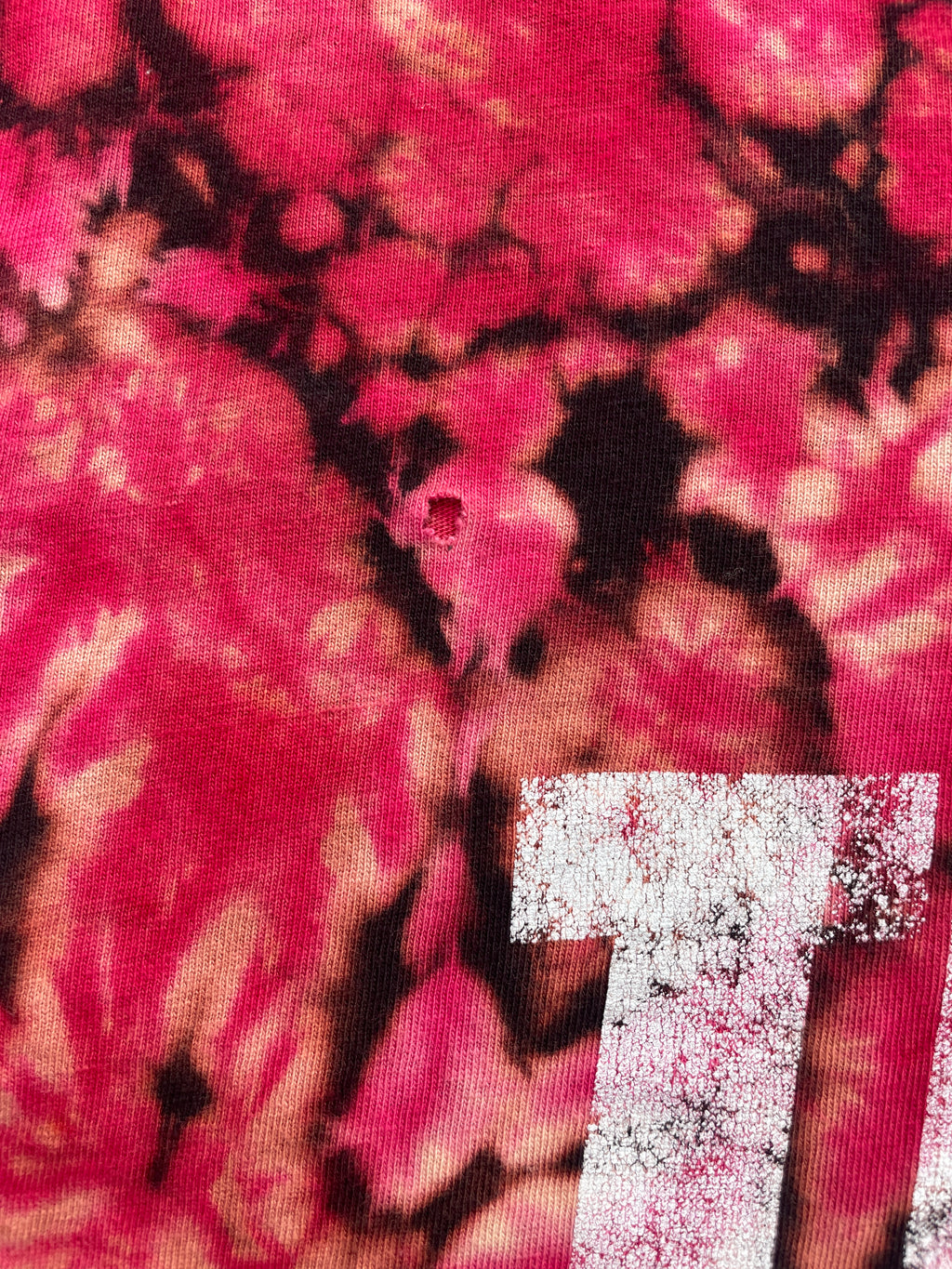 Tupac Shakur Red and Black Short Sleeve Tie Dye T-Shirt | Men's Medium