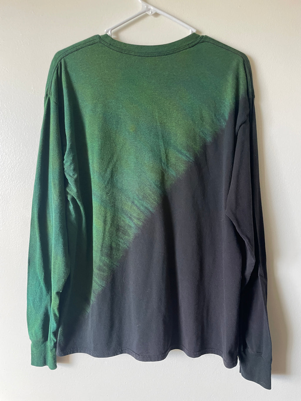 Large Men's Saguaro Cactus Handmade Reverse Tie Dye T-Shirt | One-Of-a-Kind Upcycled Black and Green Short Sleeve Shirt